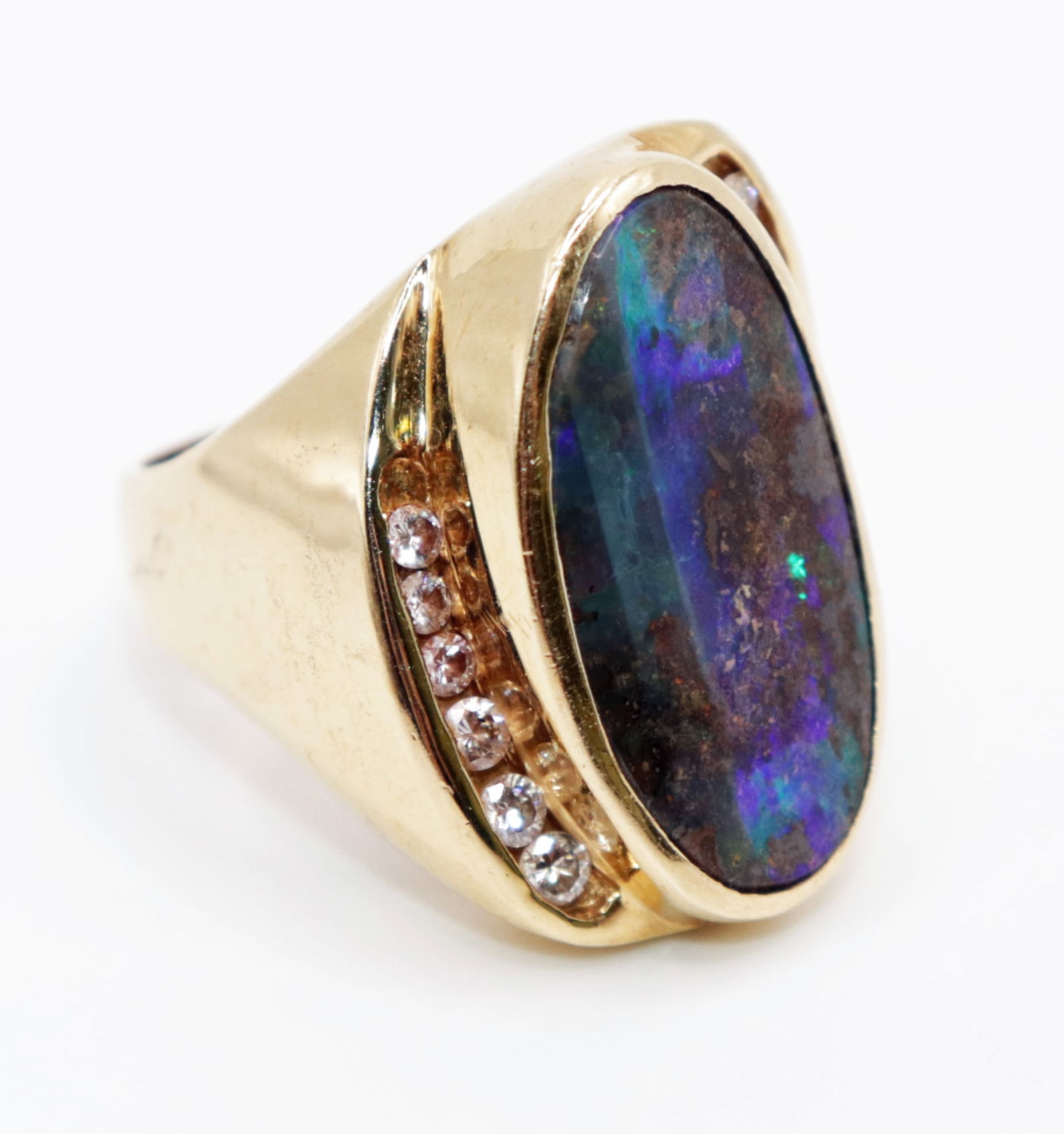 18K GOLD BLACK OPAL & DIAMOND RING (1 of 5)
