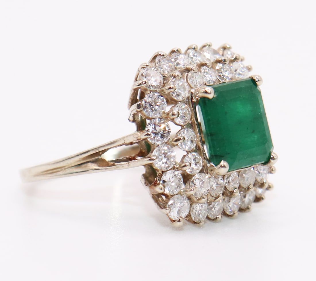 14K PRINCESS CUT EMERALD & DIAMOND RING (1 of 4)