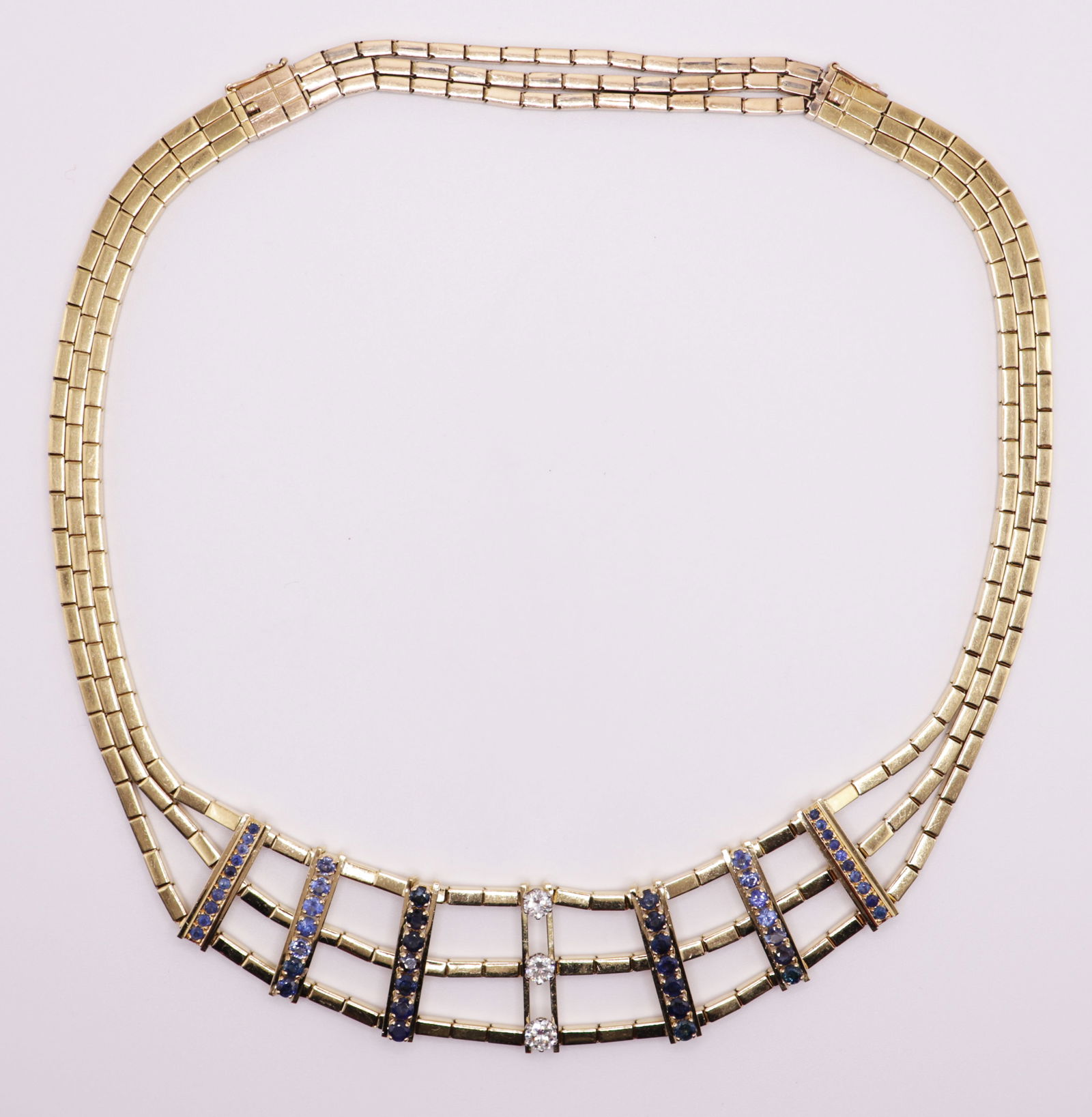 18K DIAMOND & SAPPHIRE NECKLACE & EXTENDER (1 of 3)