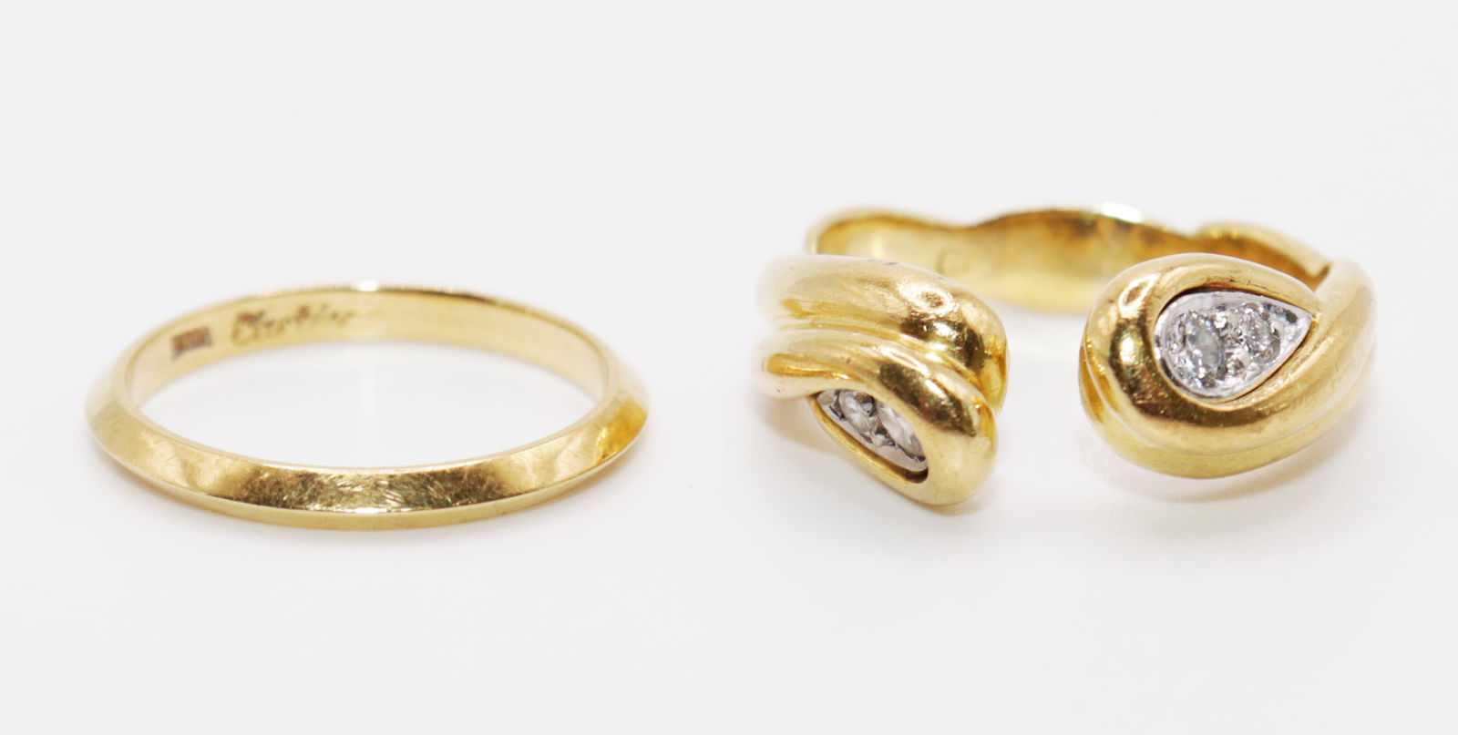 CARTIER 18K GOLD BAND & DIAMOND RINGS (1 of 5)