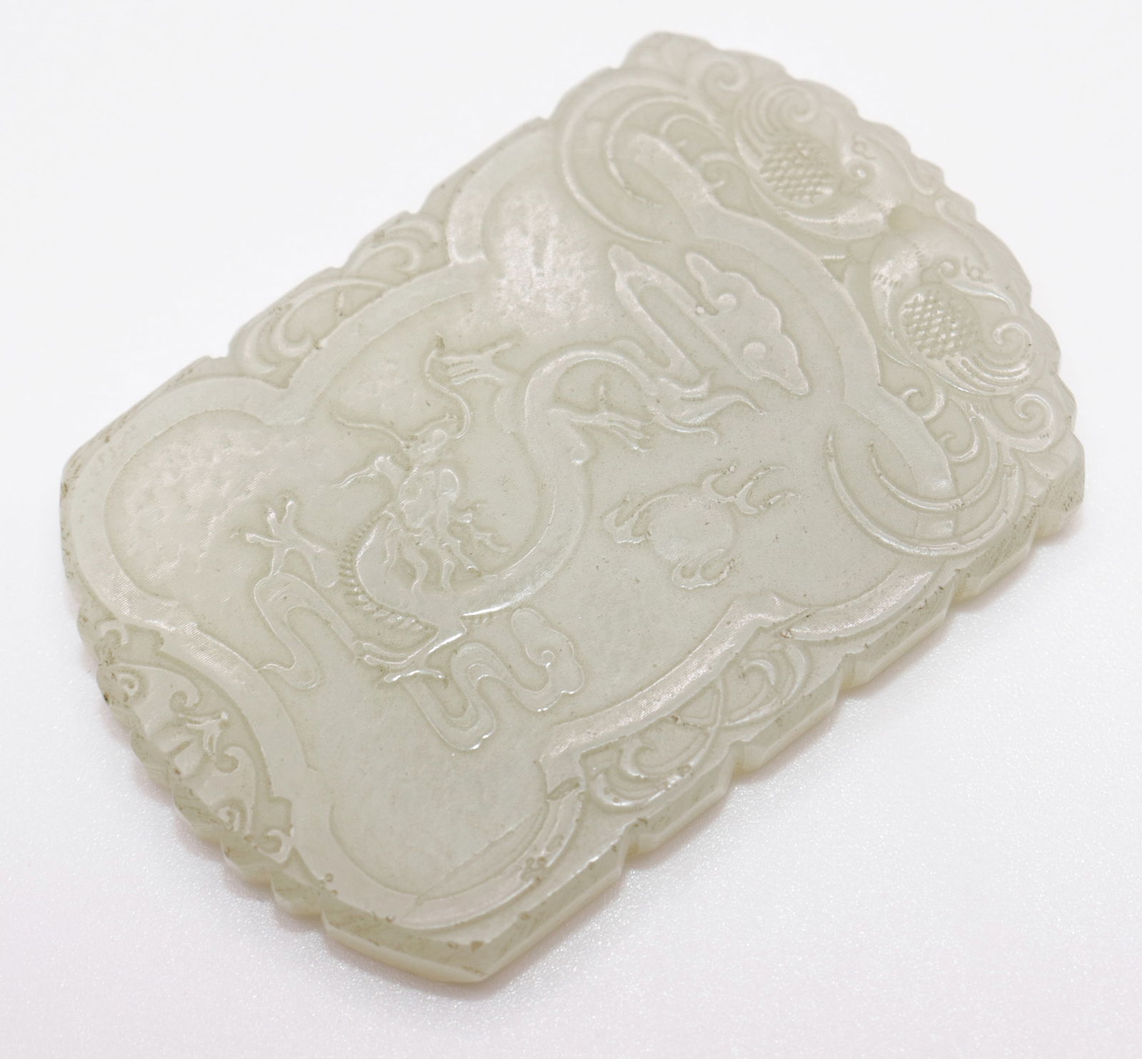 CHINESE CARVED JADE DRAGON WORLD PENDANT (1 of 5)