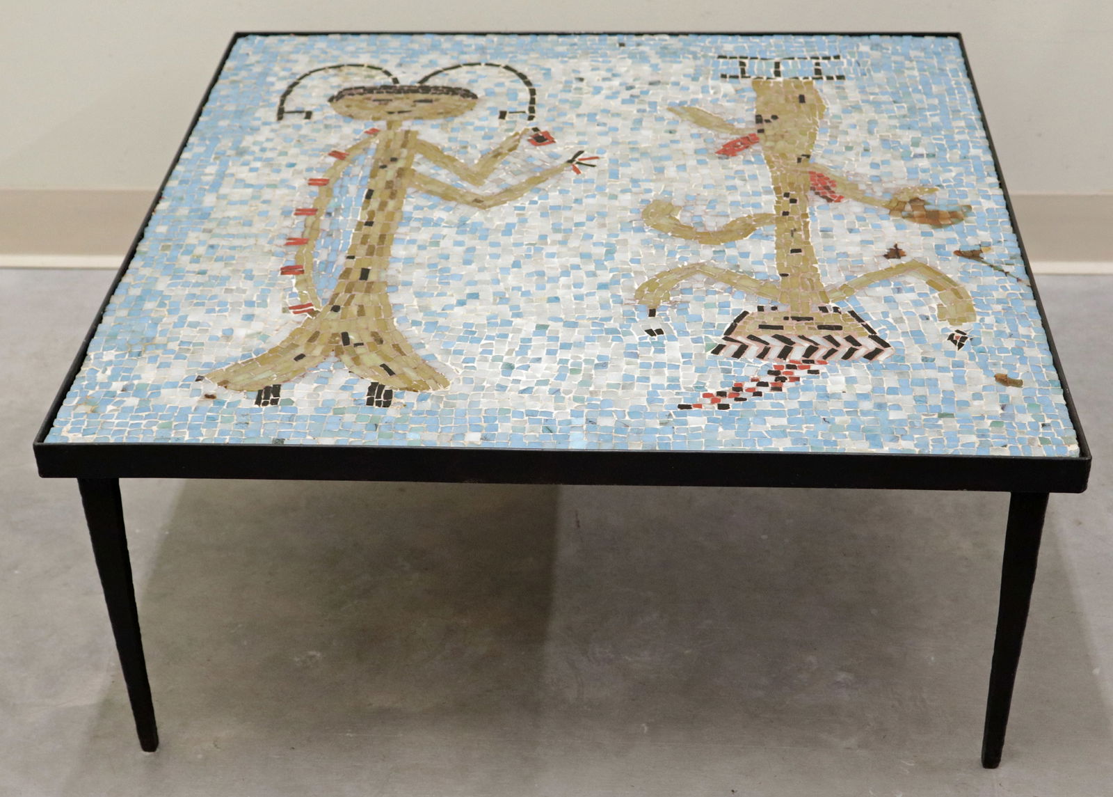 MID CENTURY NATIVE AMERICAN FIGURES MOSAIC TABLE (1 of 4)