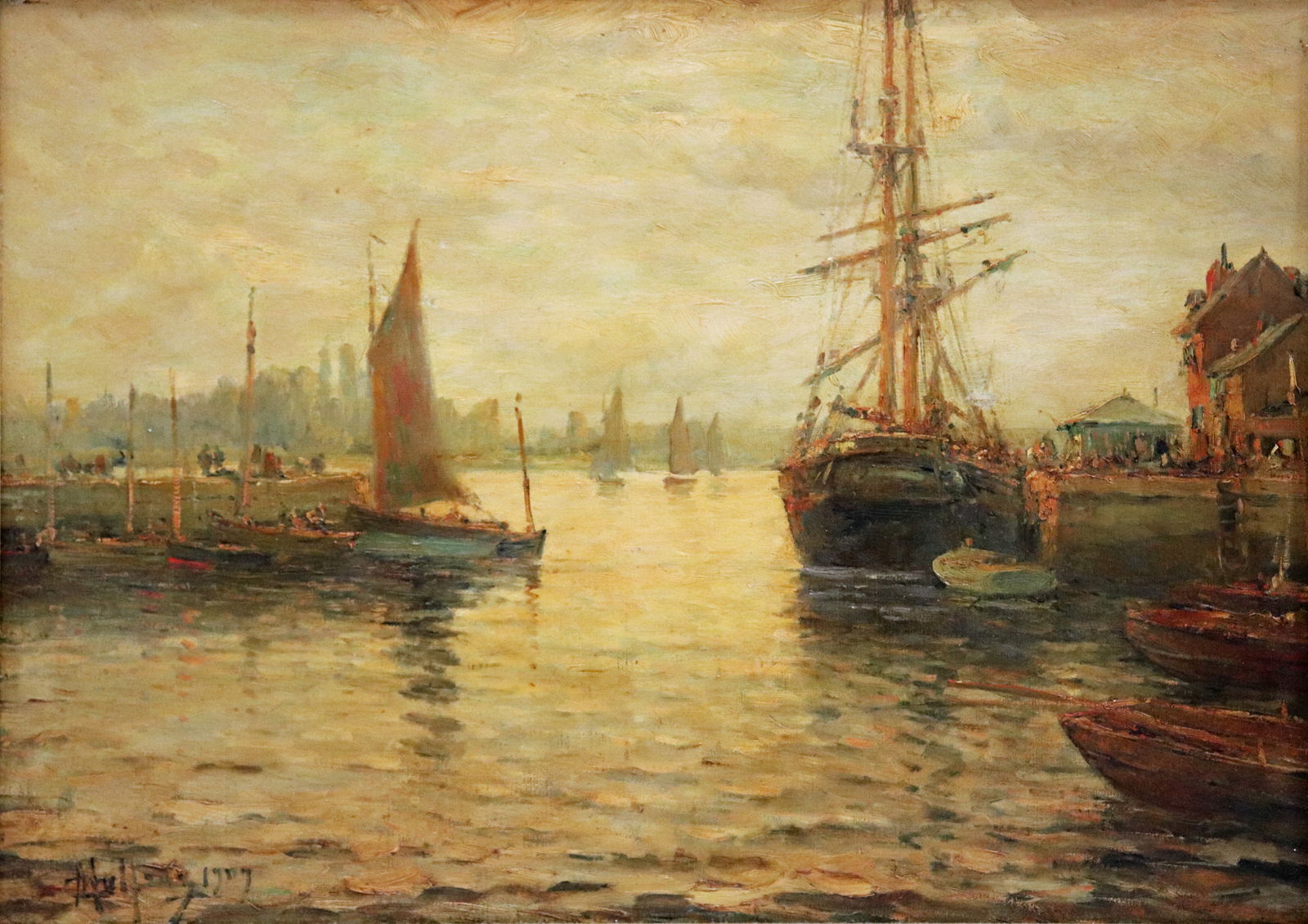 CHARLES MALFROY HARBOR LANDSCAPE PAINTING (1 of 6)