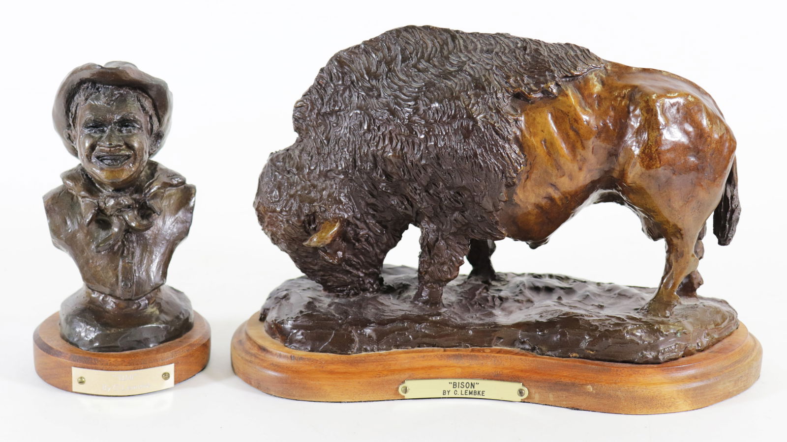 BRONZE "BISON" & "WILL" SCULPTURES BY LEMBKE (1 of 4)