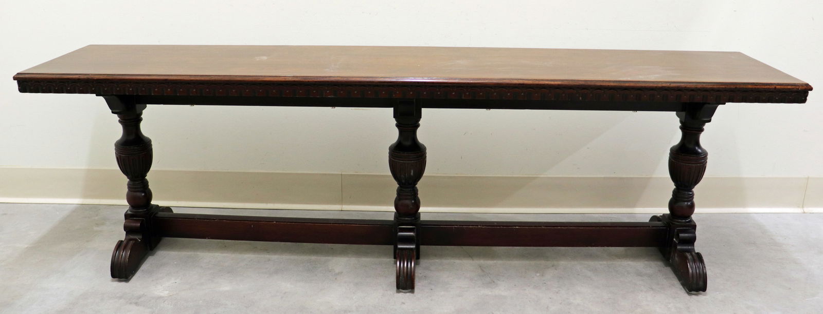 ANTIQUE WALNUT BENCH WITH CUSHION (1 of 4)