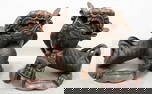 LARGE PAIR OF CHINESE CARVED WOOD FOO DOGS