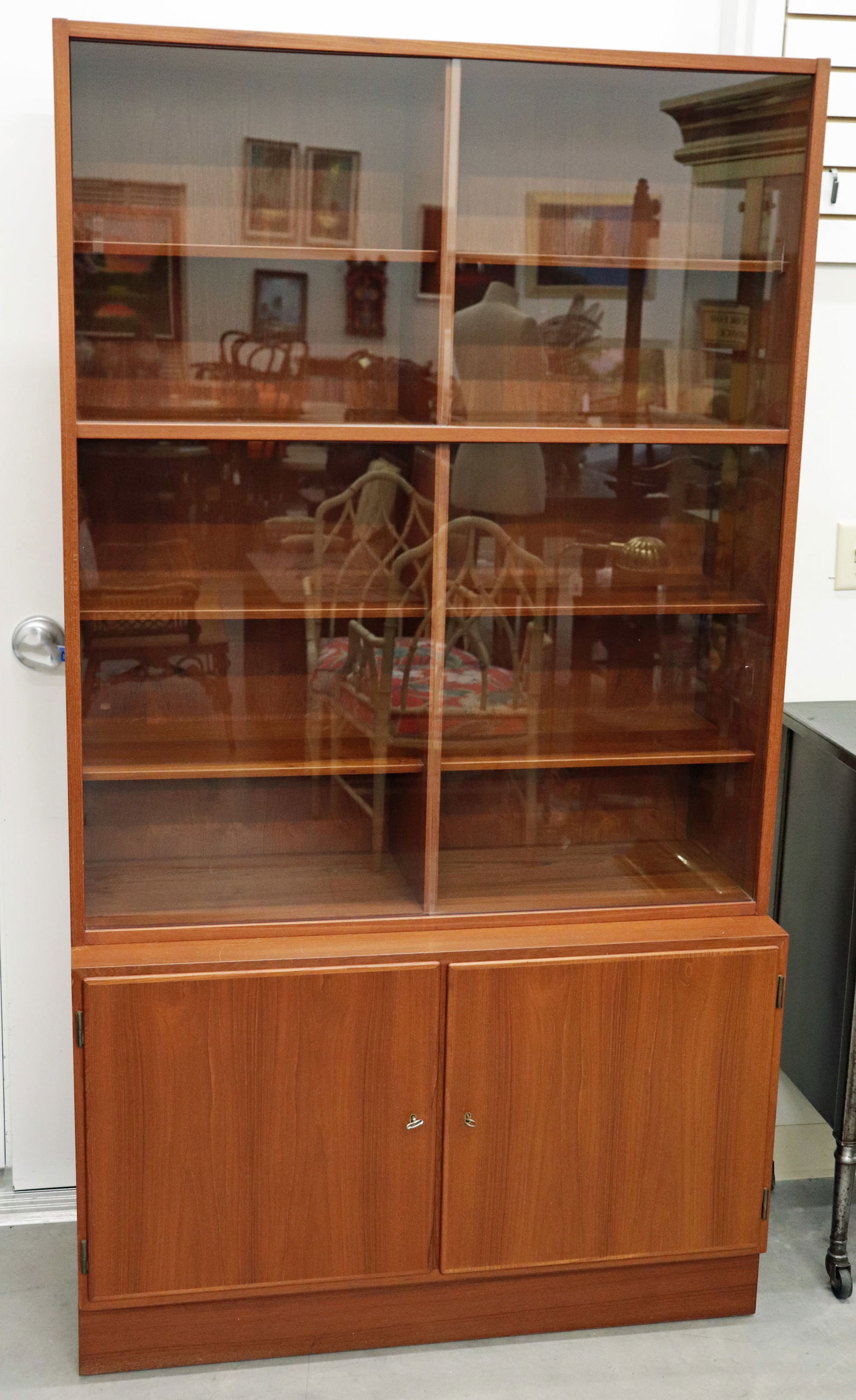 DANISH MODERN HUTCH WITH GLASS DOORS (1 of 3)