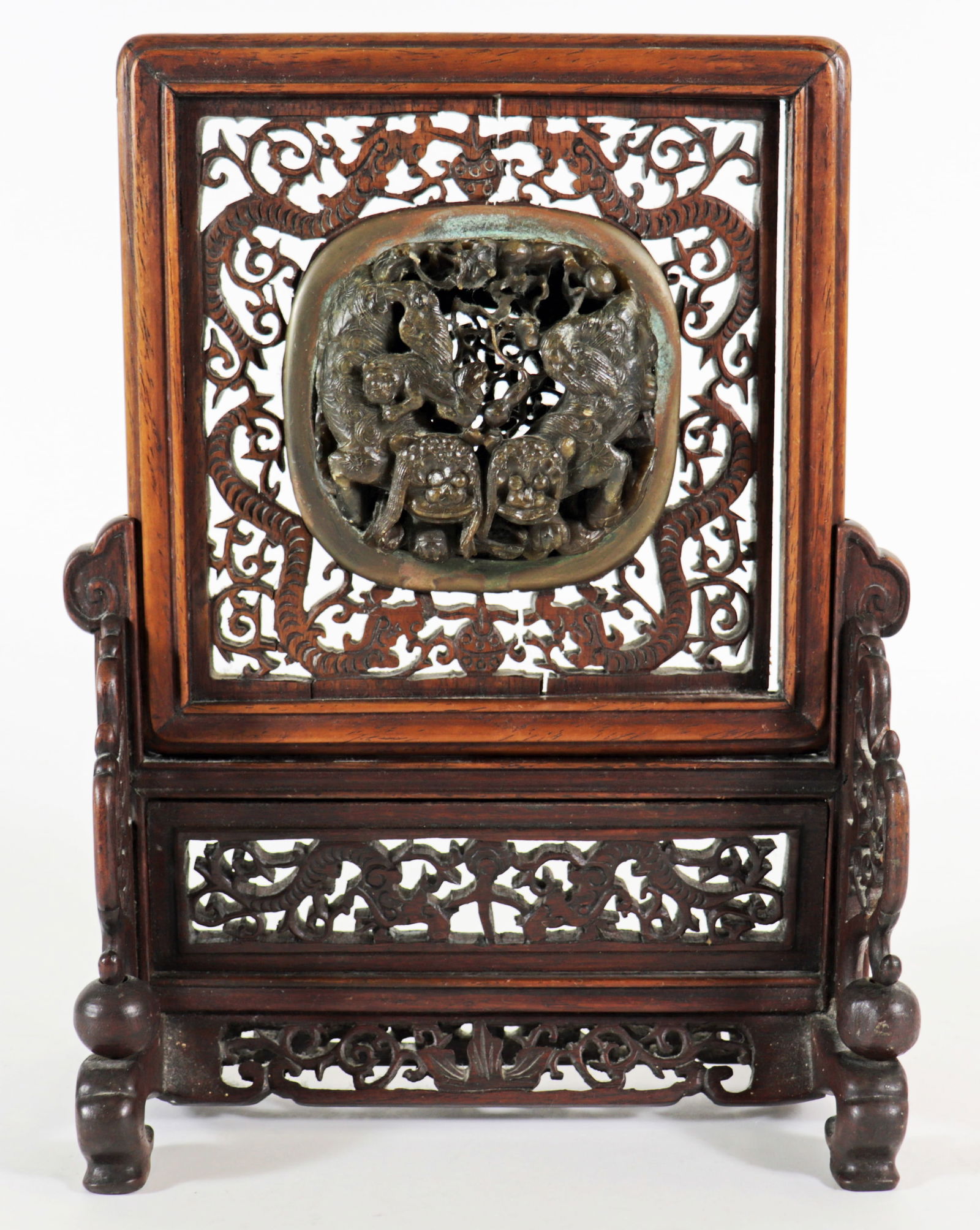 CHINESE PIERCED WOOD TABLE SCREEN (1 of 5)