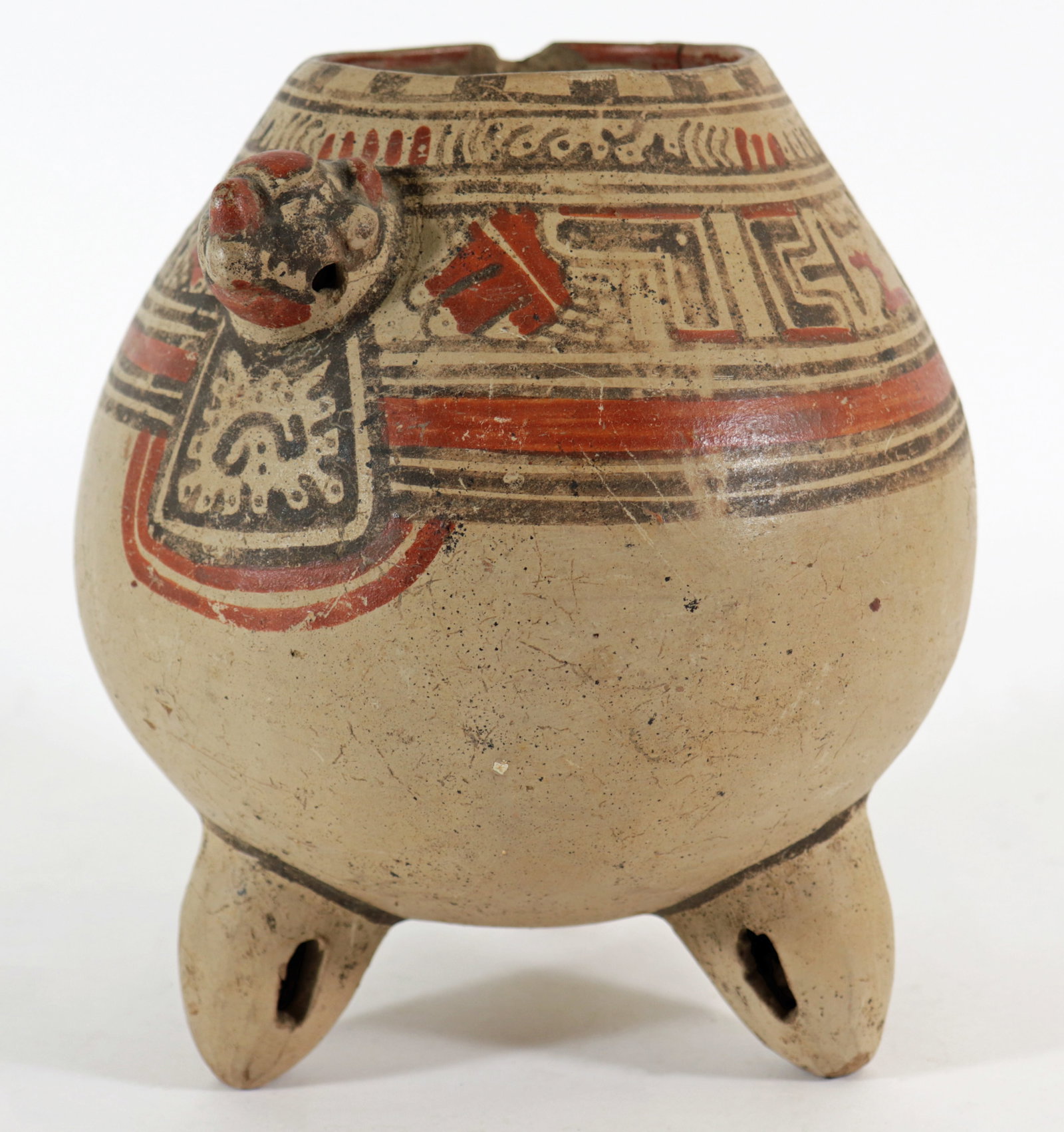 PRE-COLUMBIAN POLYCHROME RATTLE VESSEL (1 of 4)