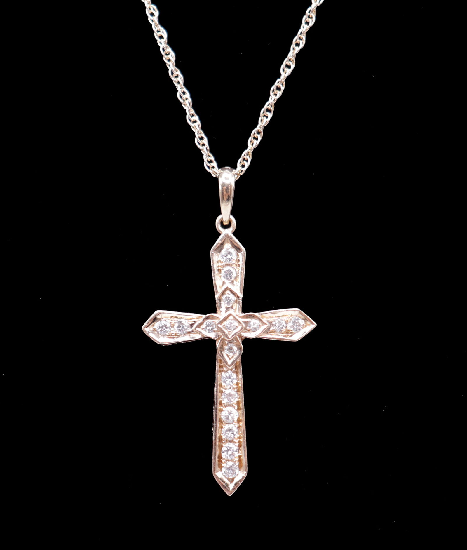 14K DIAMOND CROSS NECKLACE (1 of 5)