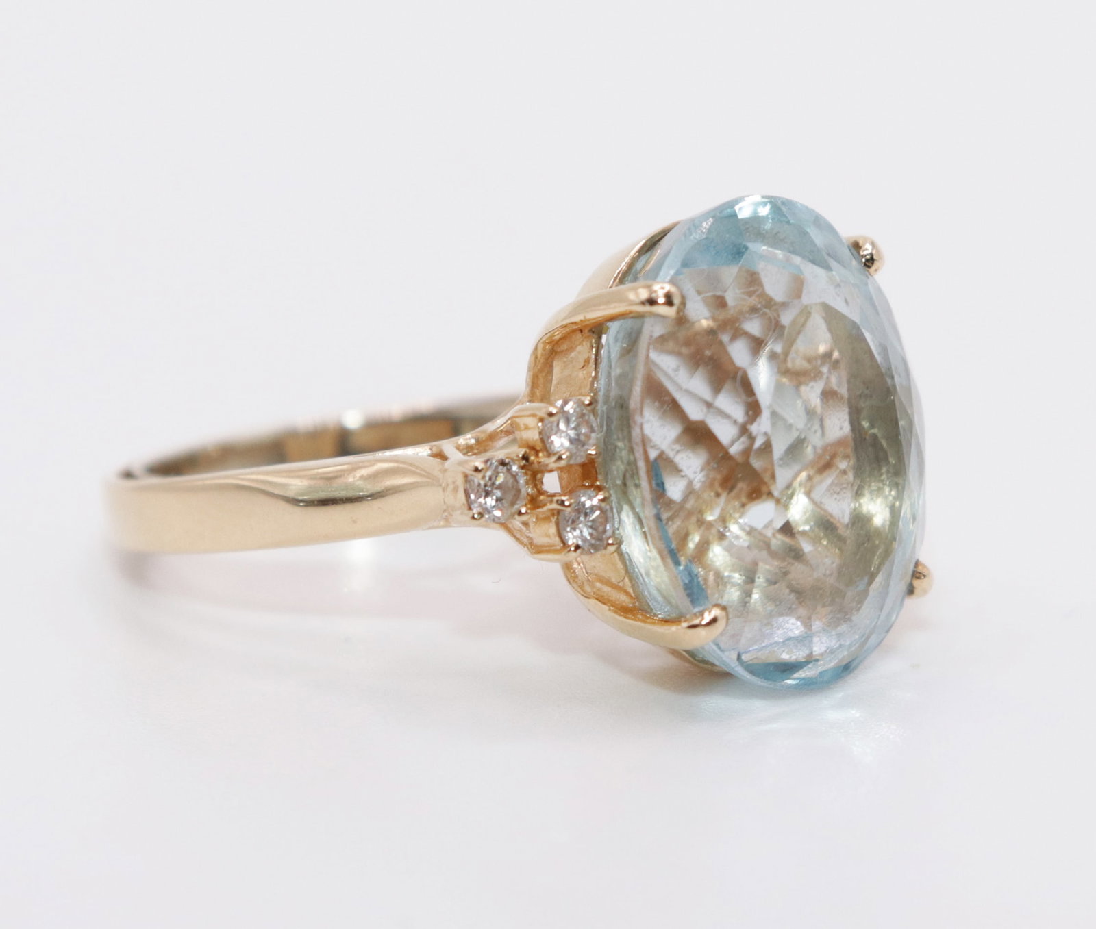 14K BLUE TOPAZ & DIAMOND RING (1 of 3)