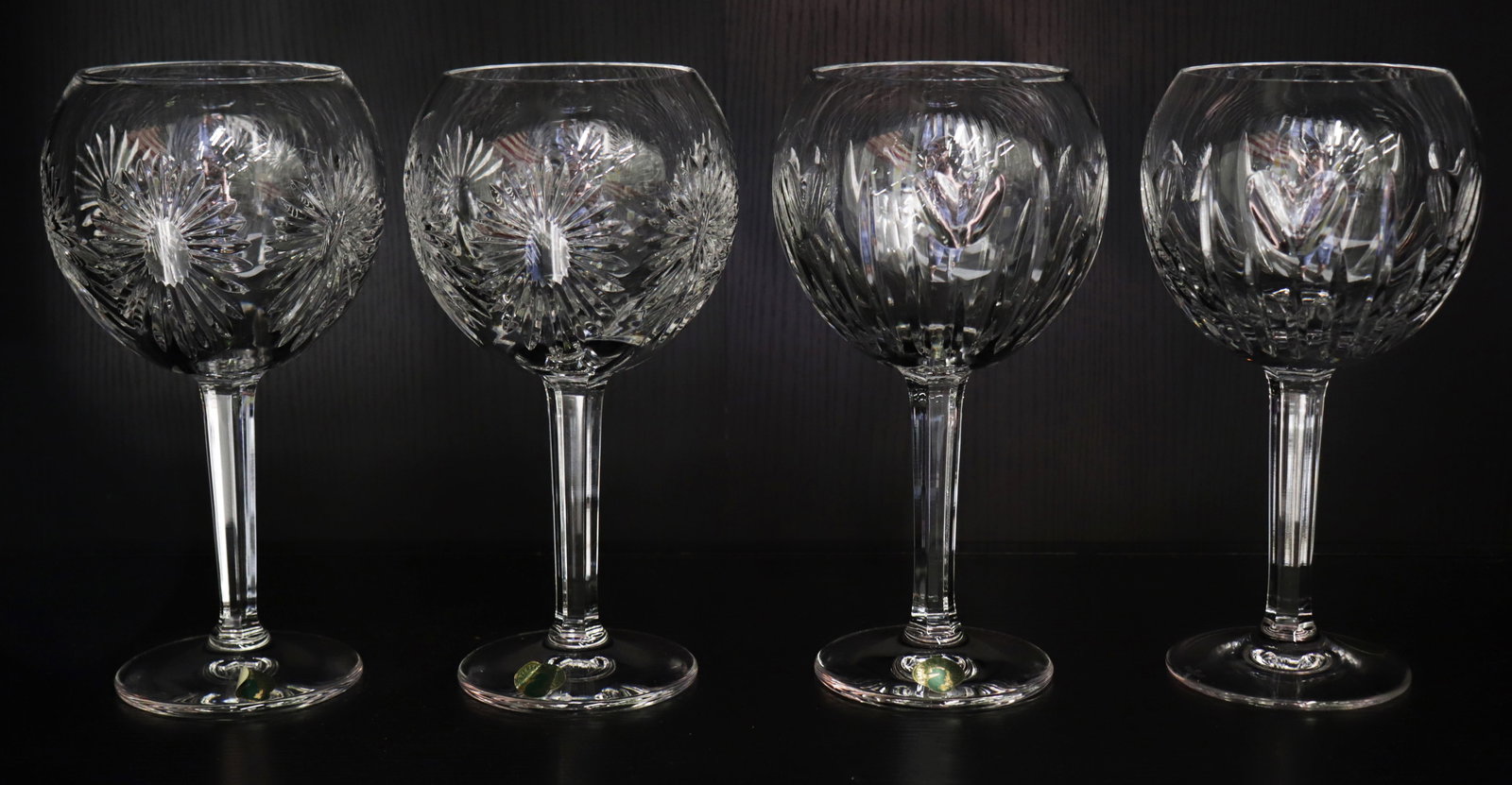 (4) WATERFORD CRYSTAL MILLENNIUM BALLOON GOBLETS: Set of (4) Waterford Crystal Millennium balloon wine goblets. Two patterns, each with two matching.