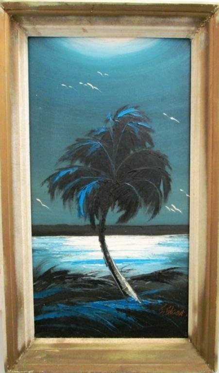 JAMES GIBSON HIGHWAYMEN PAINTING: Beautiful nighttime scene. 11" x 21"