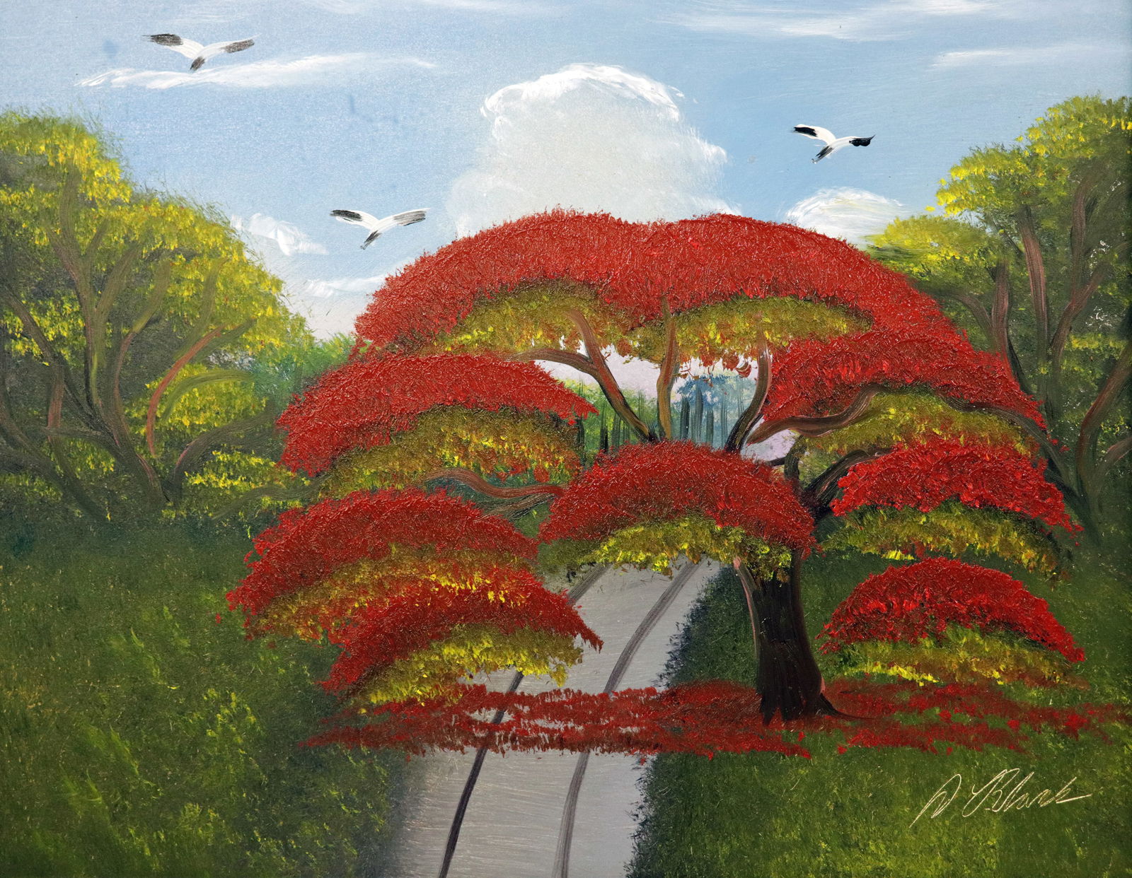 AL BLACK ROADSIDE POINCIANA HIGHWAYMEN PAINTING (1 of 4)