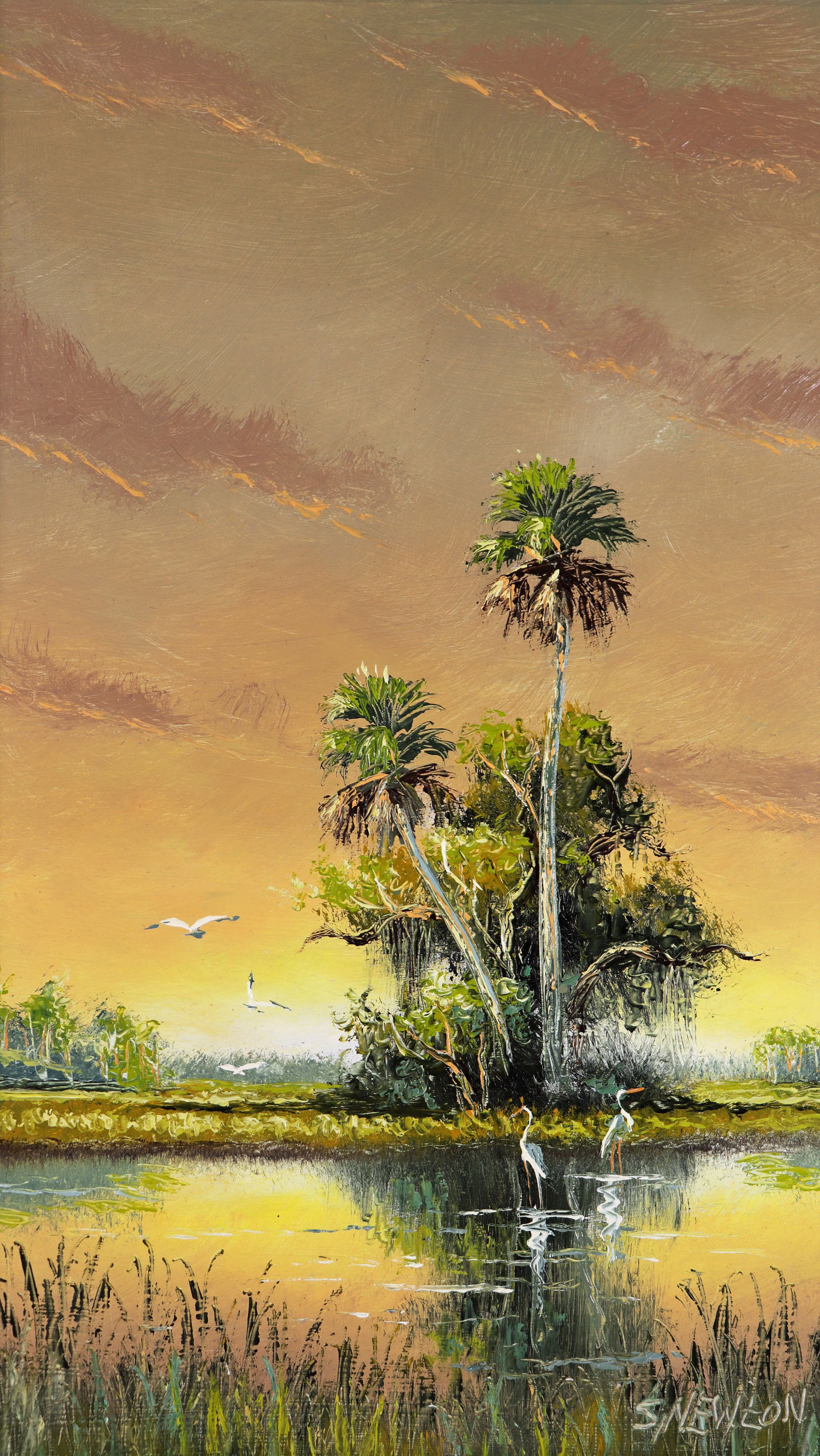 SAM NEWTON BACKWOODS SUNRISE 2 HIGHWAYMEN PAINTING (1 of 5)