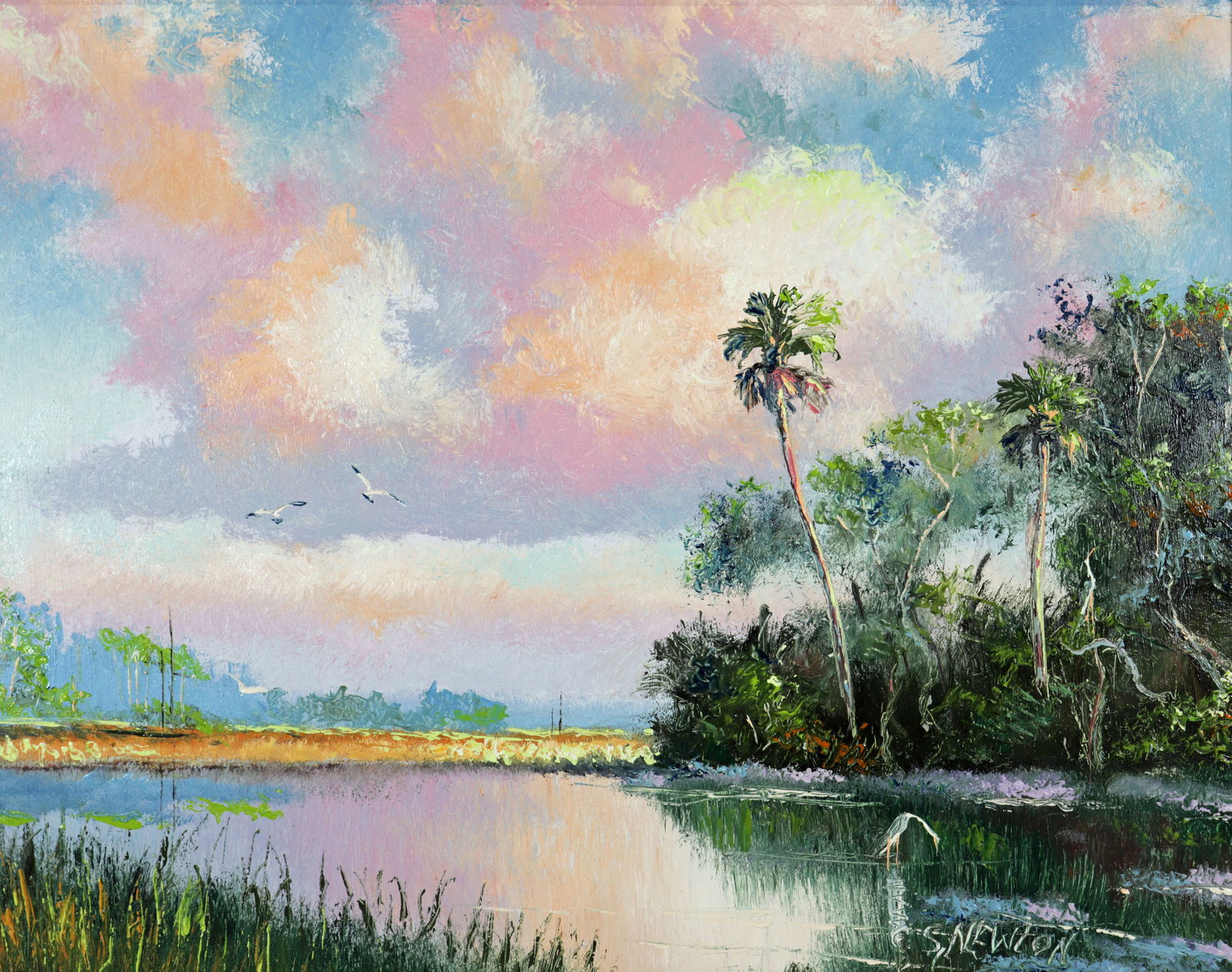 SAM NEWTON CLOUDY BACKWOODS HIGHWAYMEN PAINTING (1 of 5)