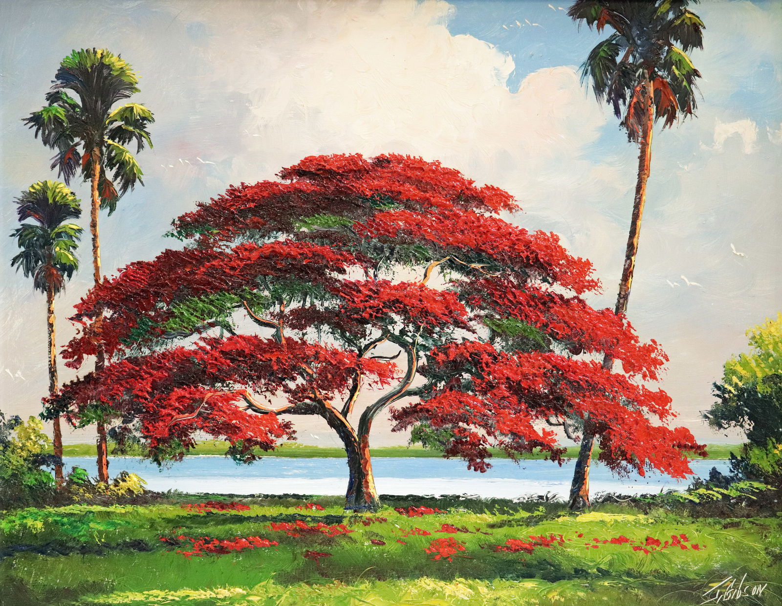 JAMES GIBSON RIVER POINCIANA HIGHWAYMEN PAINTING (1 of 10)