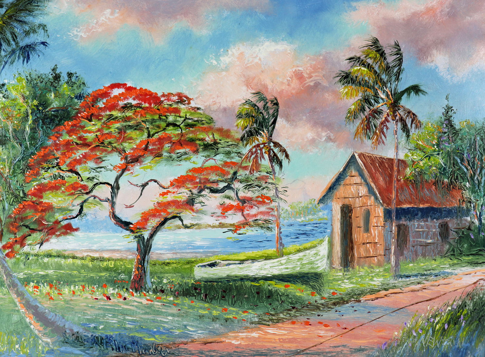 SAM NEWTON POINCIANA BOATHOUSE HIGHWAYMEN PAINTING (1 of 6)