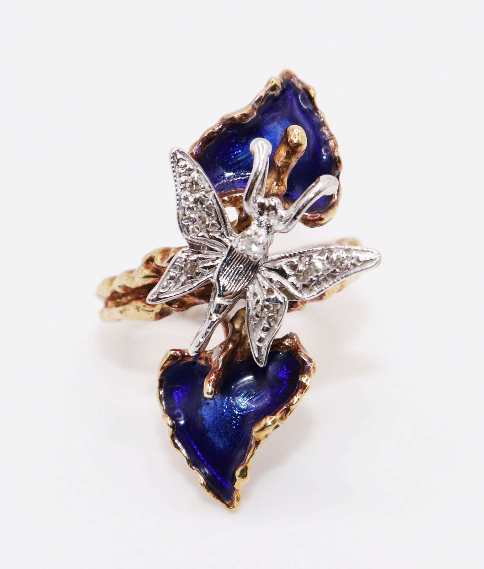 14K DIAMOND BUTTERFLY ENAMEL RING (1 of 5)