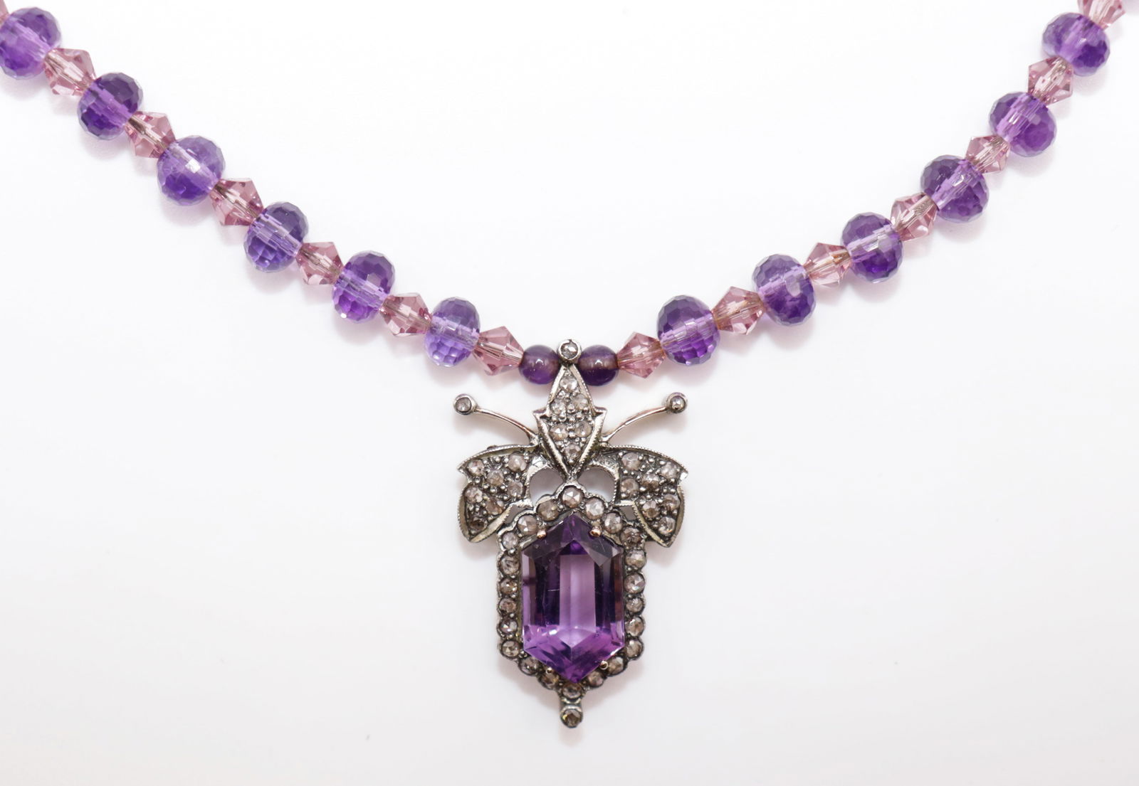 14K MUGHAL STYLE AMETHYST & DIAMOND NECKLACE (1 of 3)