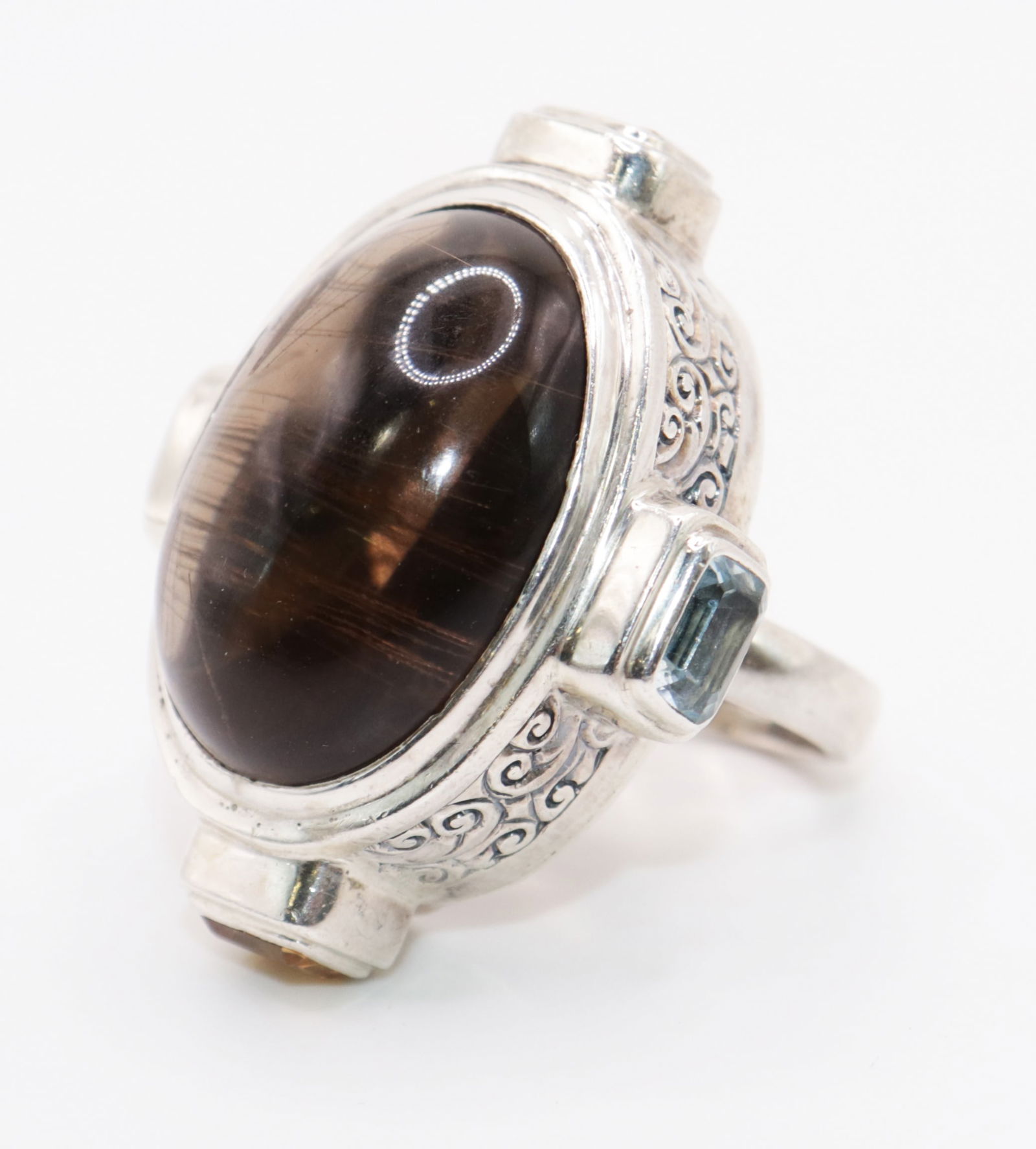 DESIGNER STERLING RUTILATED QUARTZ GEMSTONE RING (1 of 7)