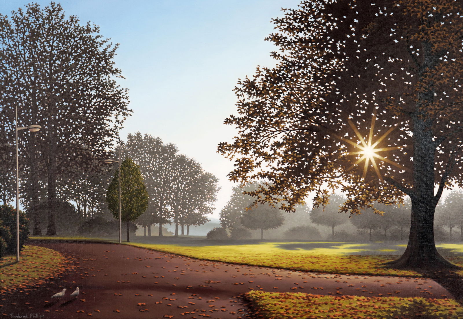 FREDERICK PHILLIPS OIL ON CANVAS WALK IN THE PARK (1 of 5)