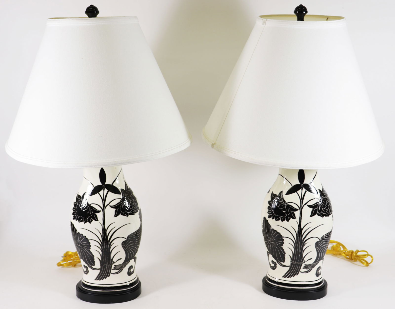 (2) JOHN RICHARD BLACK & WHITE FLORAL LAMPS (1 of 3)