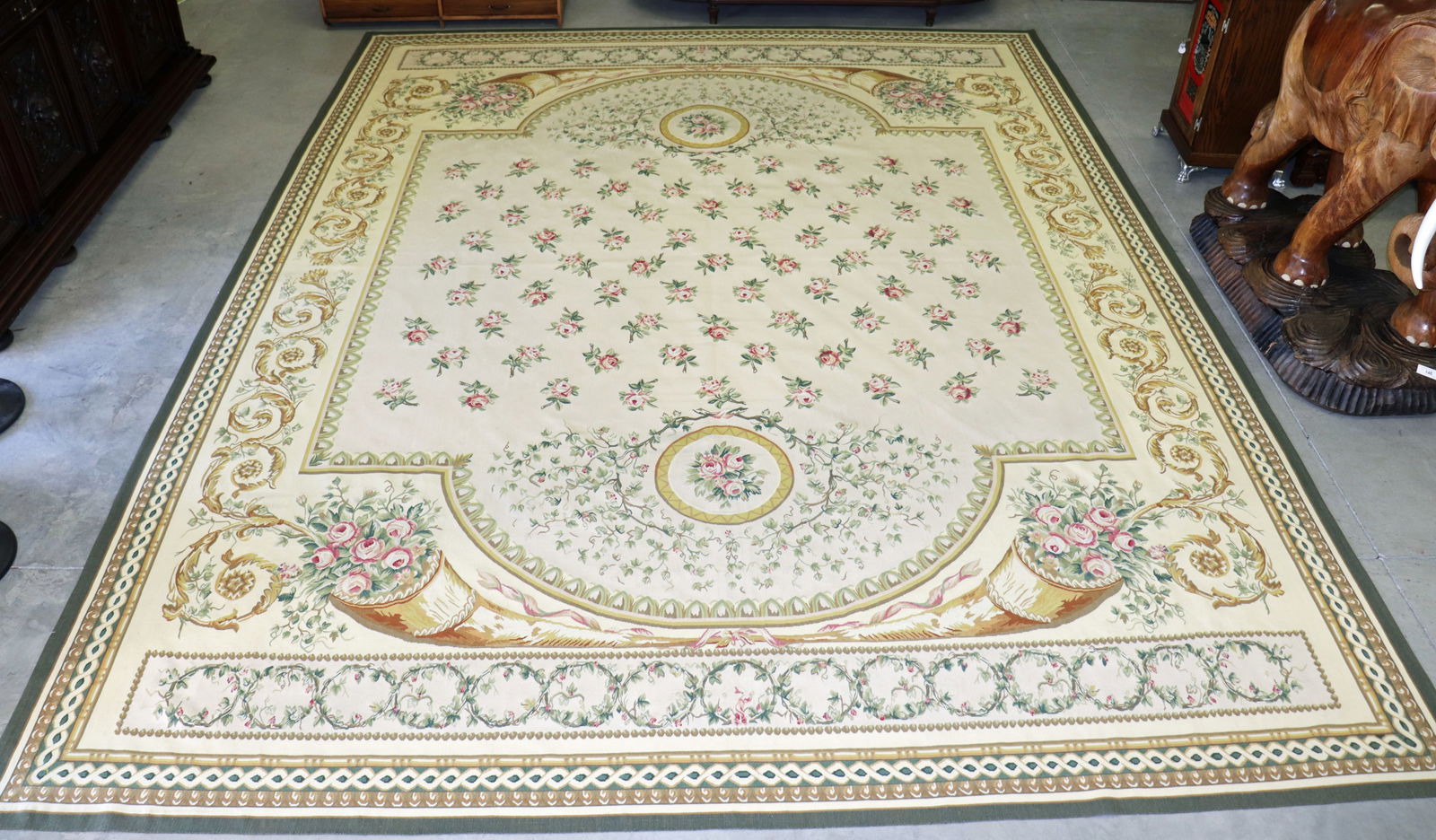 LARGE AUBUSSON FLORAL RUG 11'9" X 15' (1 of 6)