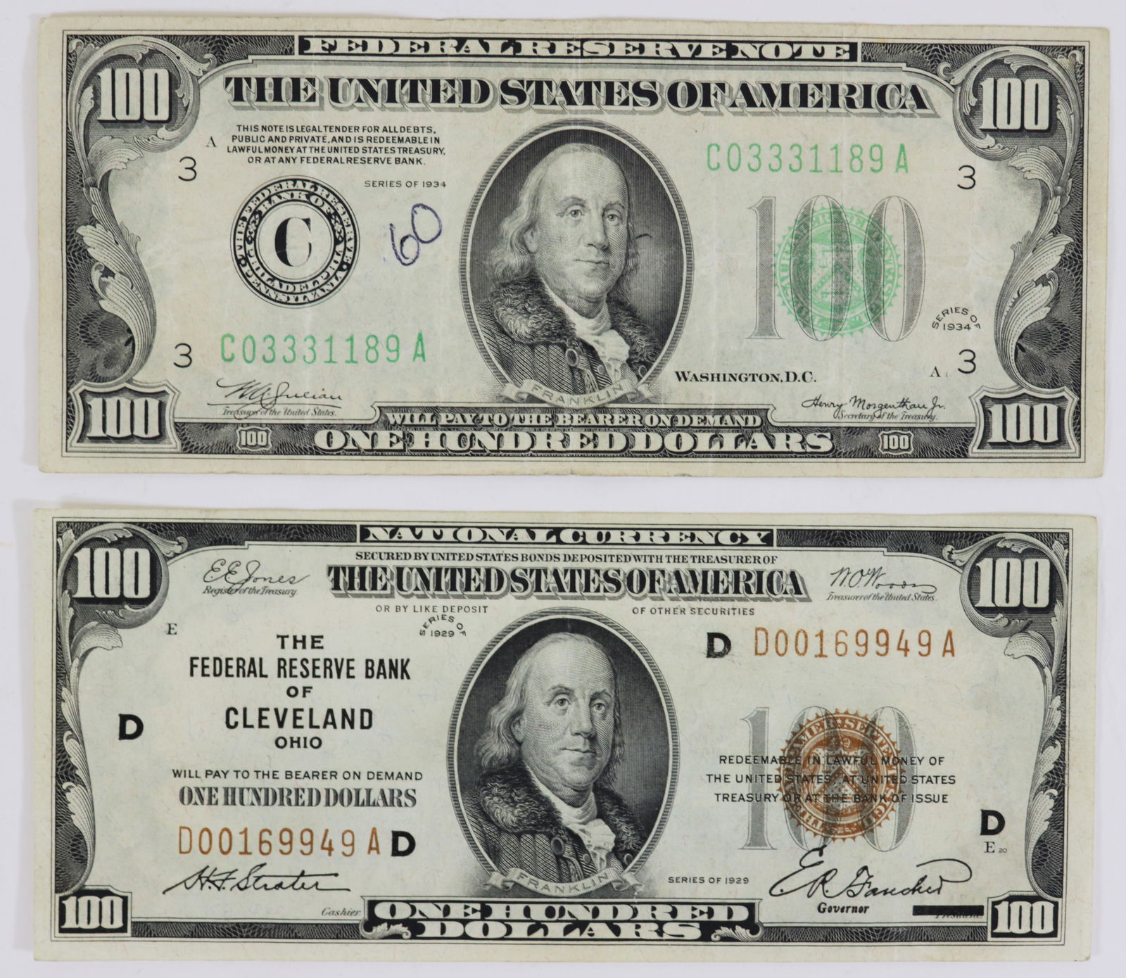 1929 & 1934 $100 U.S. NOTES (1 of 2)