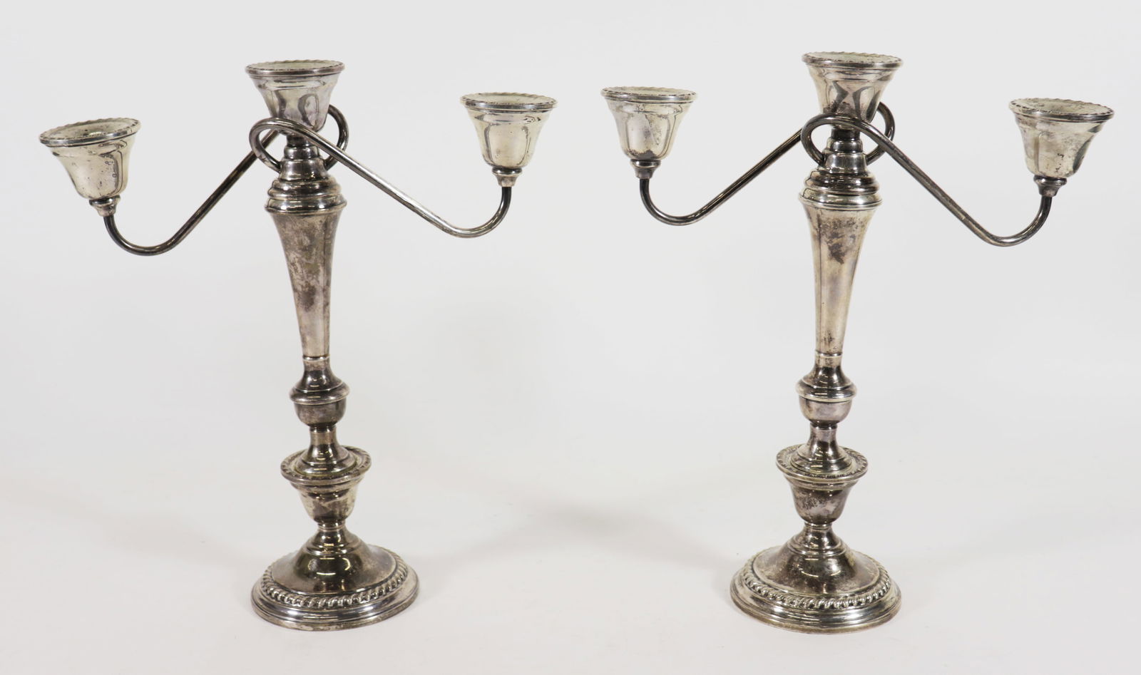 (2) STERLING THREE LIGHT CANDELABRAS (1 of 2)