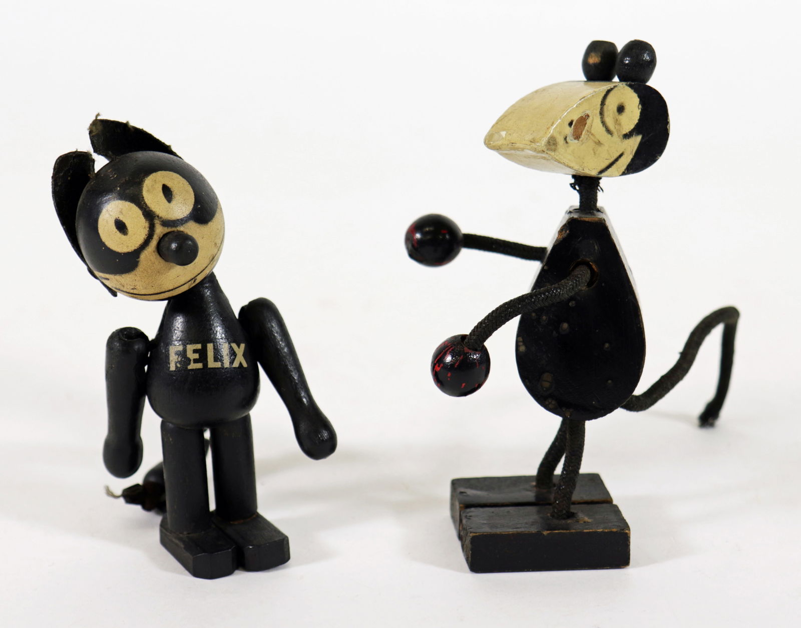 ANTIQUE FELIX THE CAT & MOUSE WOOD JOINTED TOYS (1 of 2)