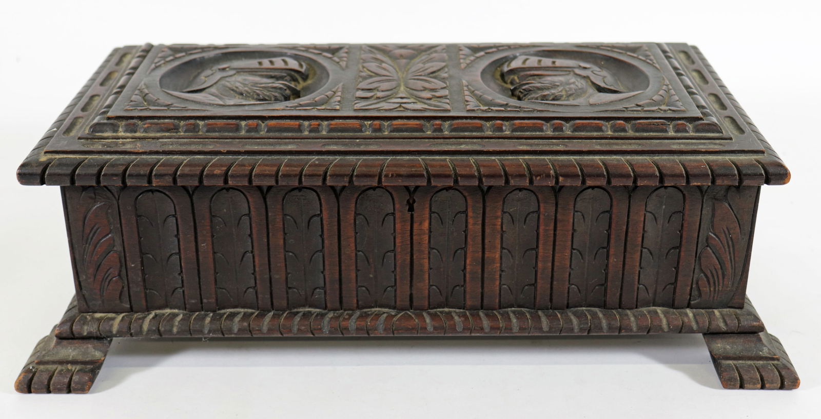 18/19th CENTURY CARVED WOOD MARRIAGE KEEPSAKE BOX (1 of 3)