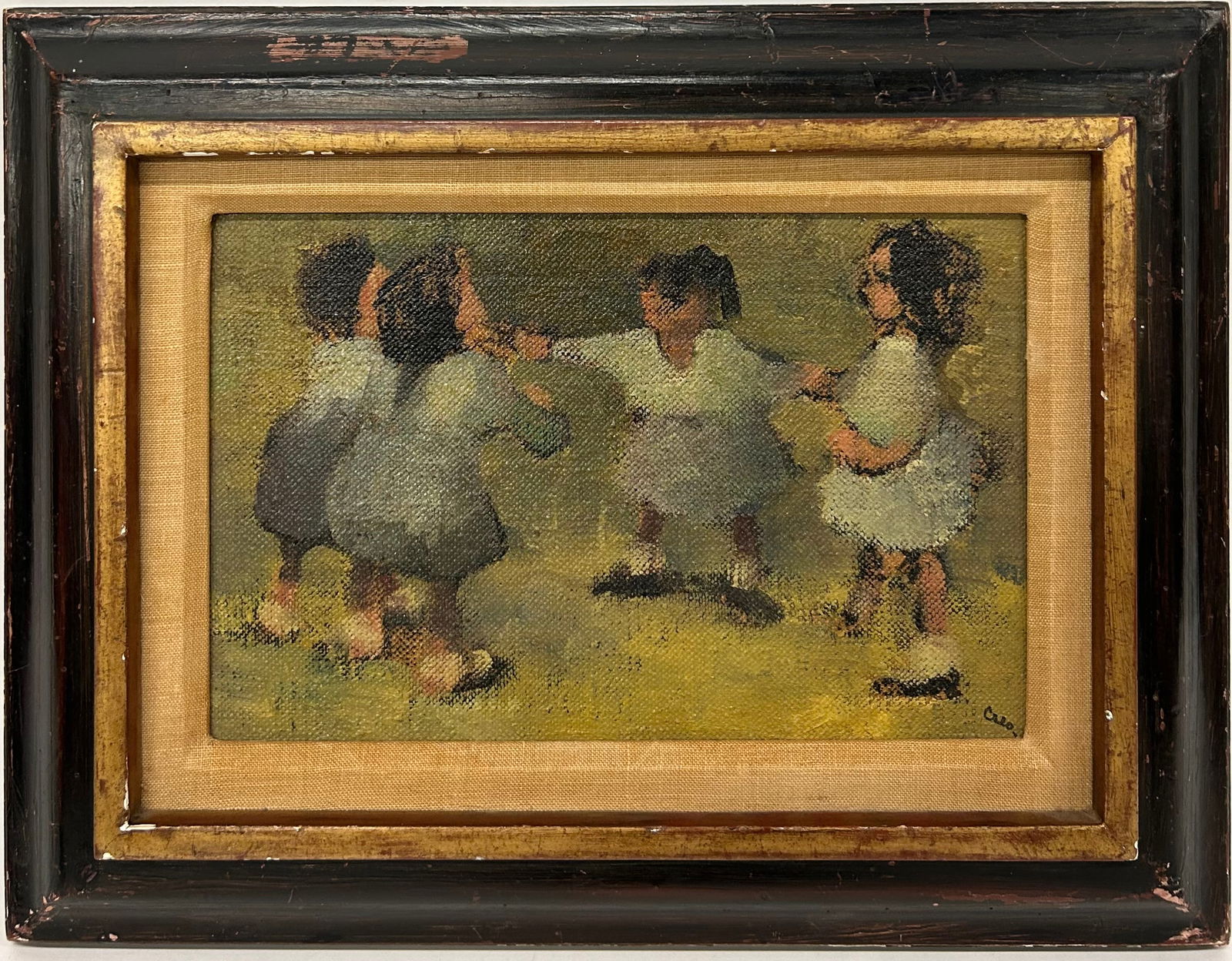 LEONARD CREO YOUNG GIRLS PLAYING OIL PAINTING (1 of 3)