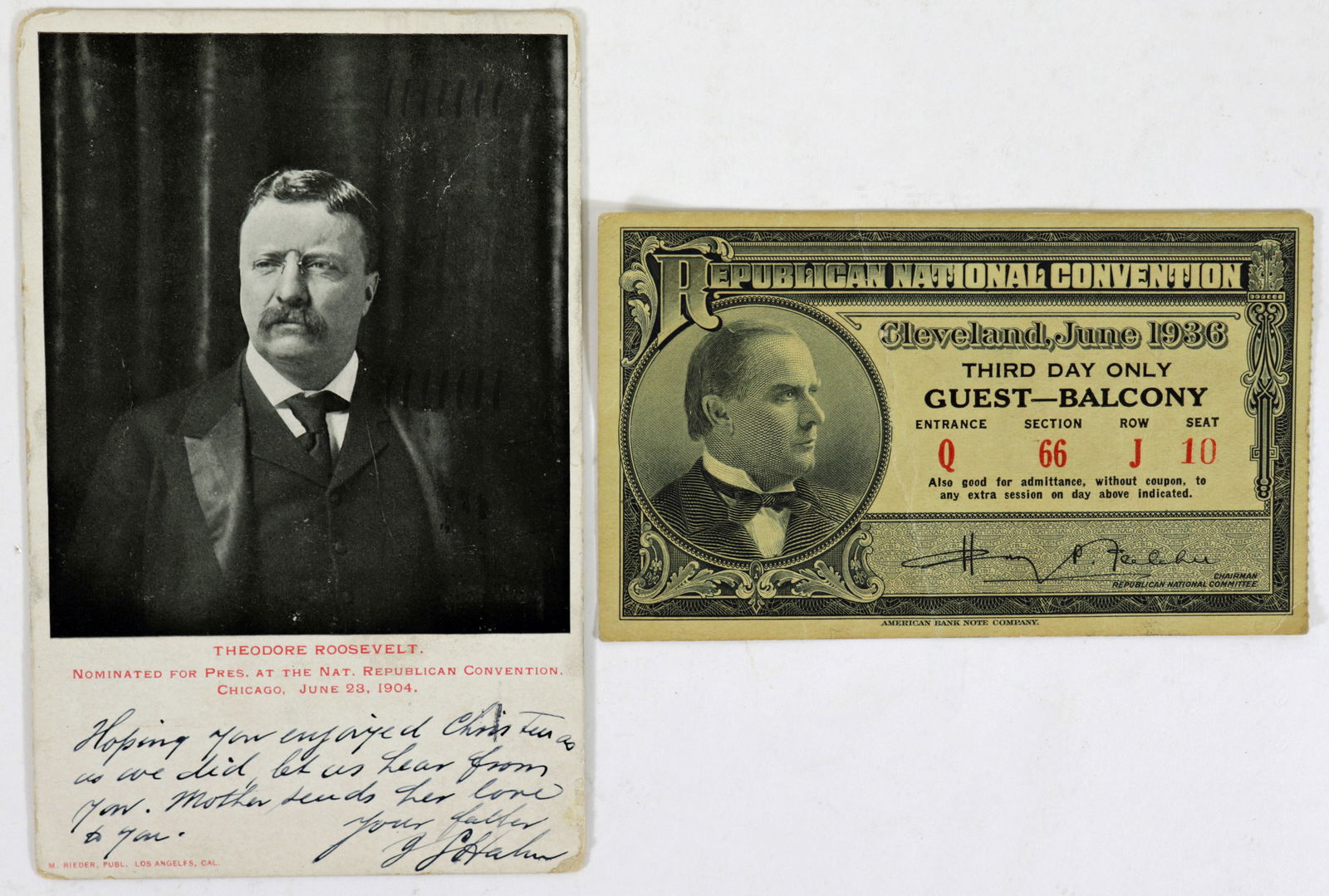 REPUBLICAN NATIONAL CONVENTION NOMINEES 1904 /1936 (1 of 4)