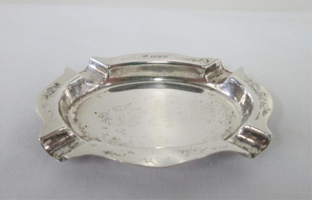 19TH CENTURY ASPREY STERLING ASHTRAY: c1840-1850 Hallmarked Chester. 3 1/4" x 2 1/4" wide.