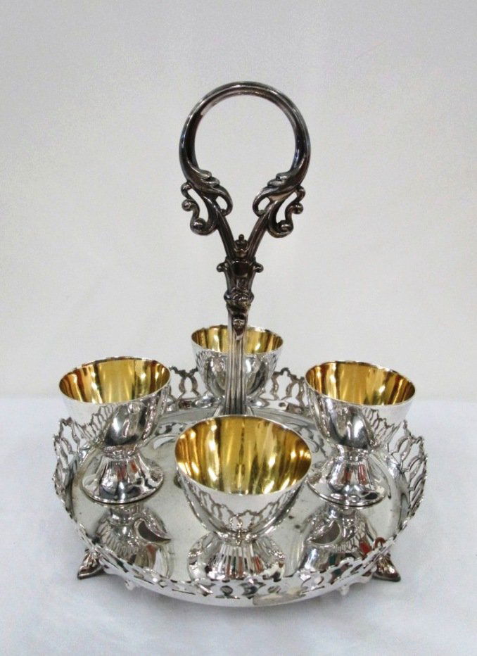 SILVERPLATE MAPPIN & WEBB EGG SERVER: 7" tall X 6" wide.