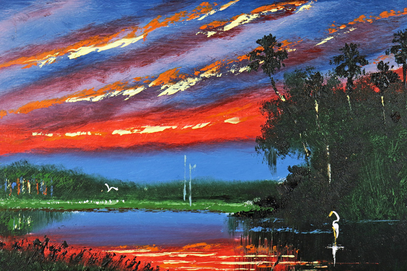 JOHN MAYNOR BACKWOODS FIRE SKY HIGHWAYMEN PAINTING (1 of 6)