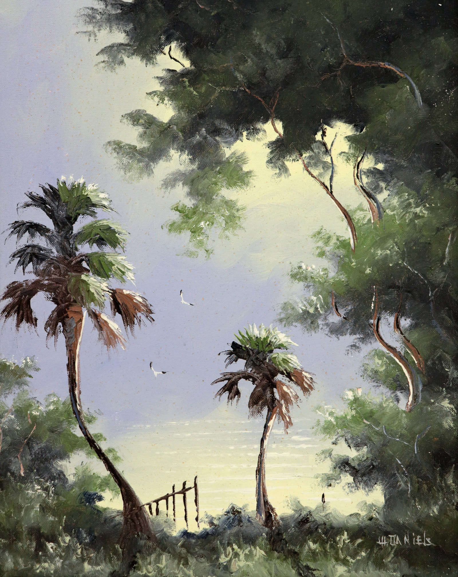 WILLIE DANIELS NIGHT PALMS HIGHWAYMEN PAINTING (1 of 5)