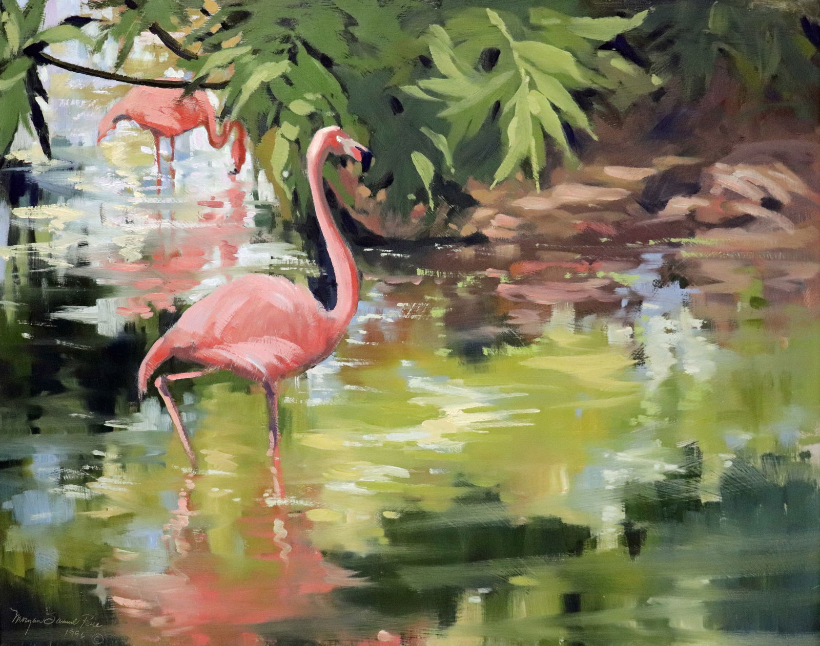MORGAN SAMUEL PRICE FLORIDA FLAMINGOS PAINTING (1 of 4)
