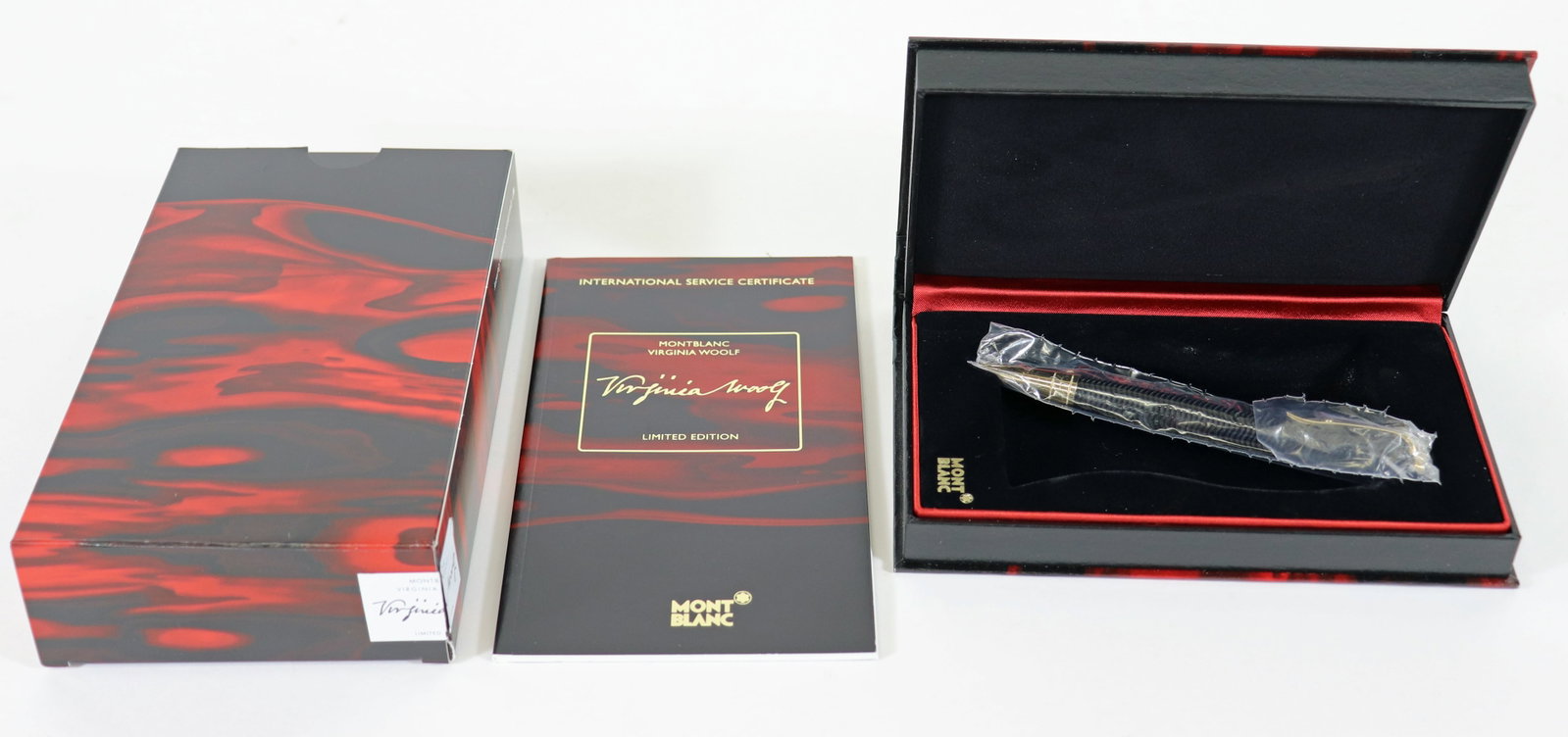 MONTBLANC "VIRGINIA WOOLF" LIMITED EDITION PEN: A Limited Edition Montblanc ballpoint pen 38005. It is from the Writer's Series and is engraved Virginia Woolf and numbered. It has the original outer box, inner box and papers. Made in Germany.
