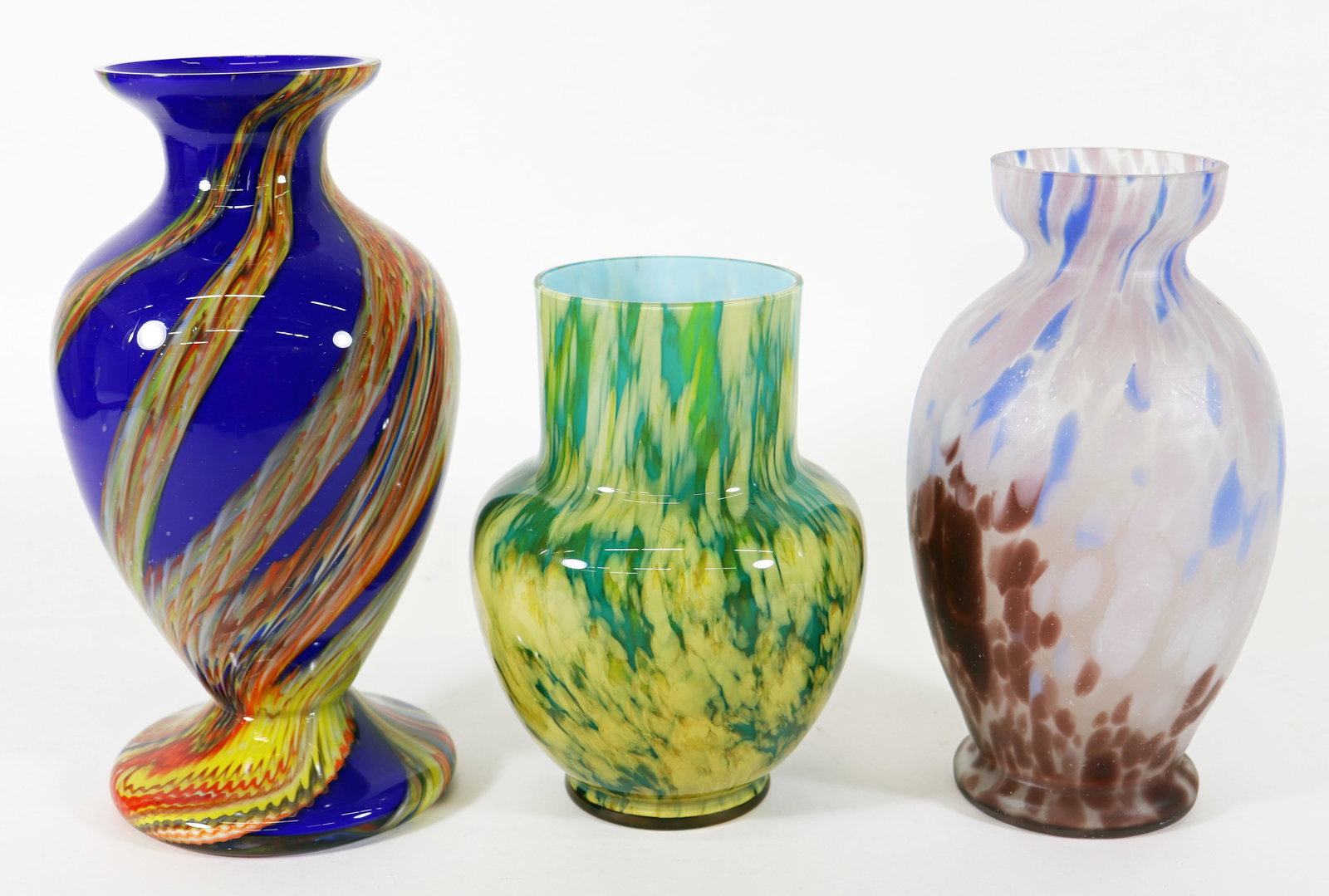 (3) VINTAGE CZECH MULTI-COLORED VASES (1 of 2)