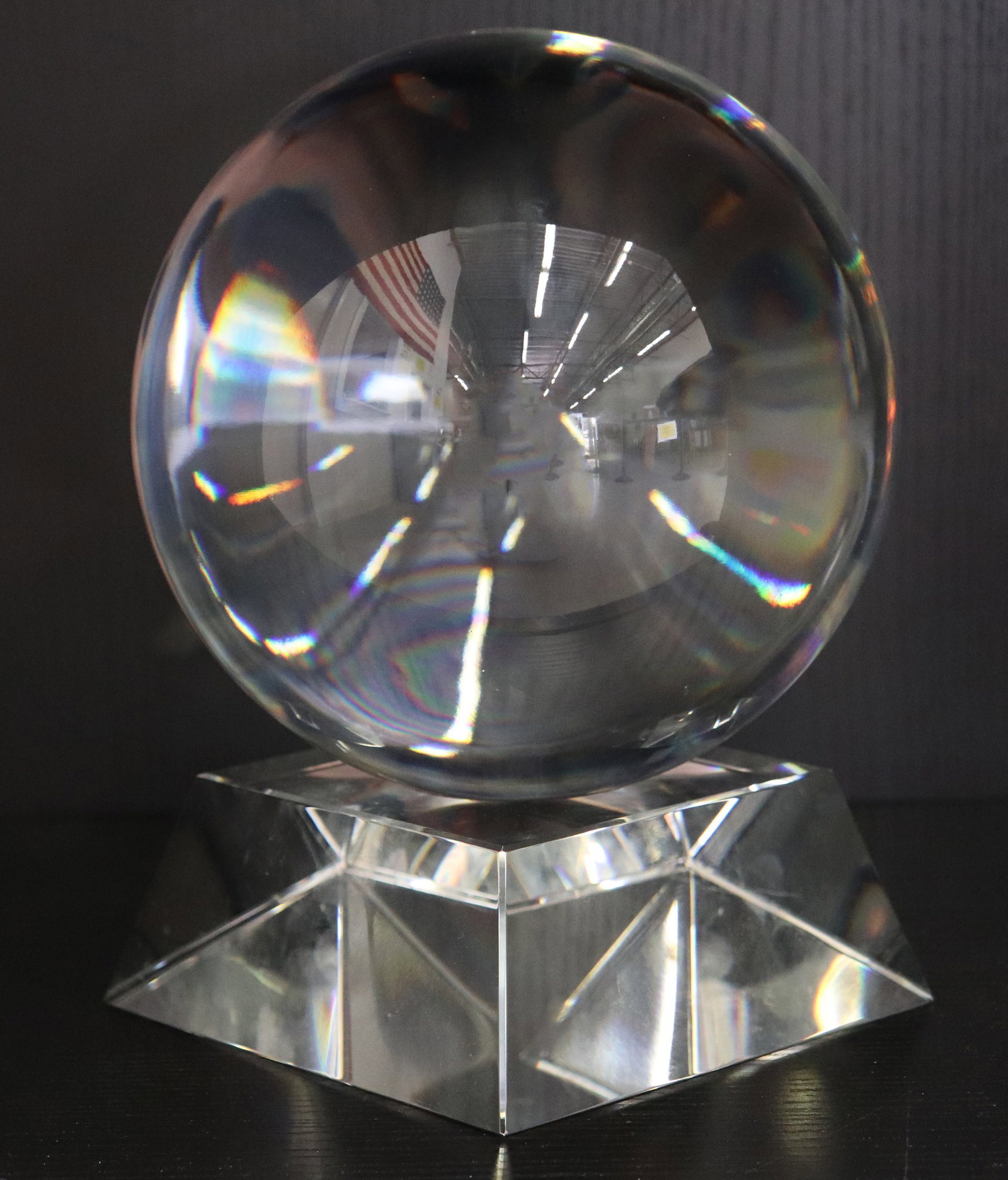 BACCARAT GLASS BALL SPHERE ON BASE (1 of 3)