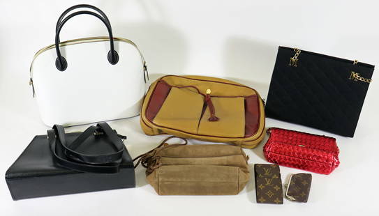 (6) VINTAGE DESIGNER HANDBAGS: A collection of assorted purses to include a Nina Ricci, Celine, Bruno Magli, Muse de Cartier and 2 Cosci bags.