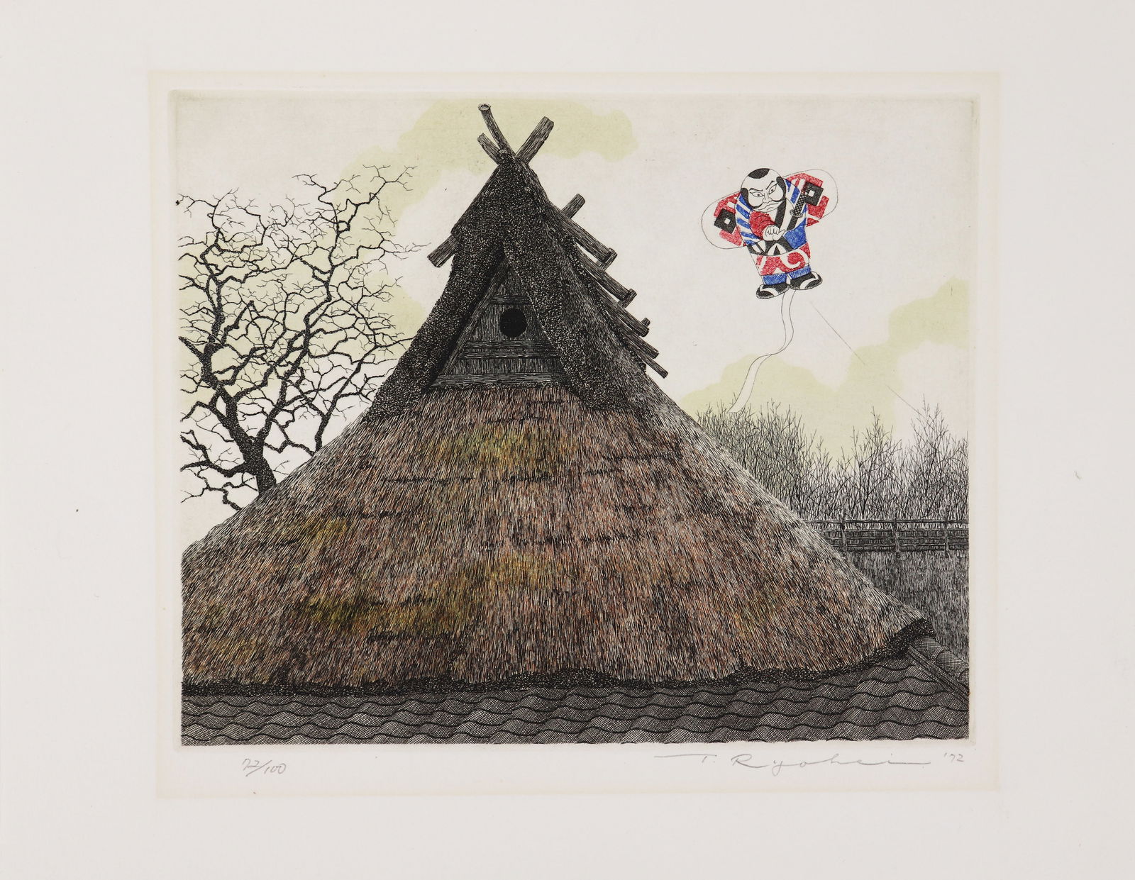 TANAKA RYOHEI 1972 KITE ETCHING (1 of 2)