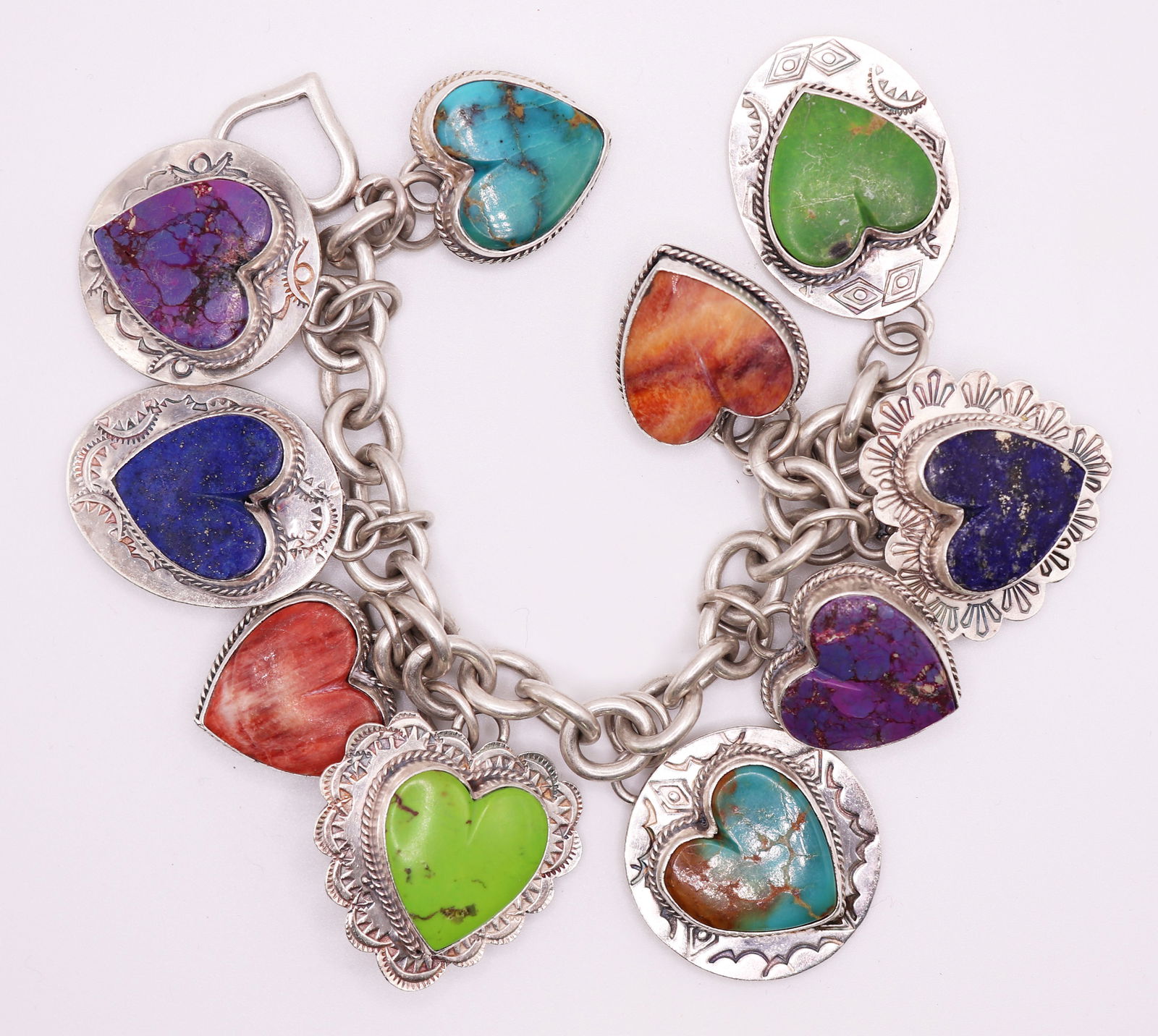 JOAN SLIFKA STERLING SILVER GEMSTONE CHARM BRACELET (1 of 5)
