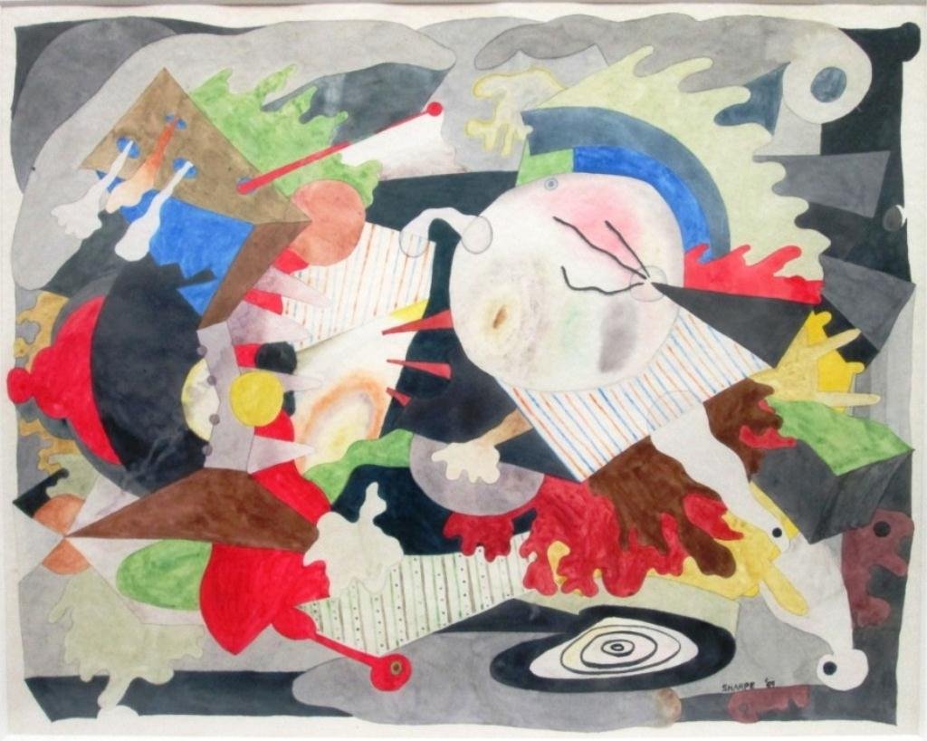 DAVID SHARPE WATERCOLOR PAINTING: David Sharpe (American b. 1936) Signed Sharpe '69 lower right. 23 1/4" x 18 1/2"