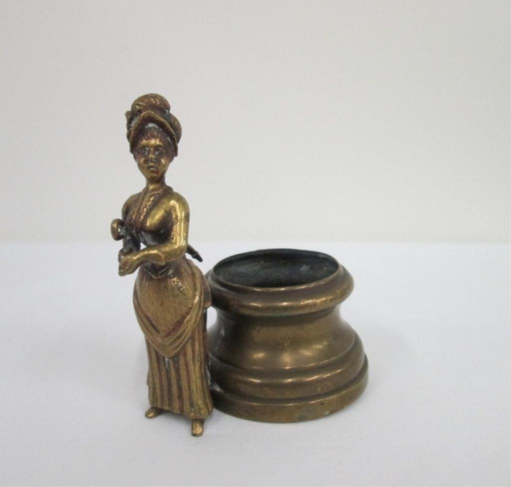 VICTORIAN FIGURAL BRASS TOOTHPICK HOLDER: 3 1/2" Tall.