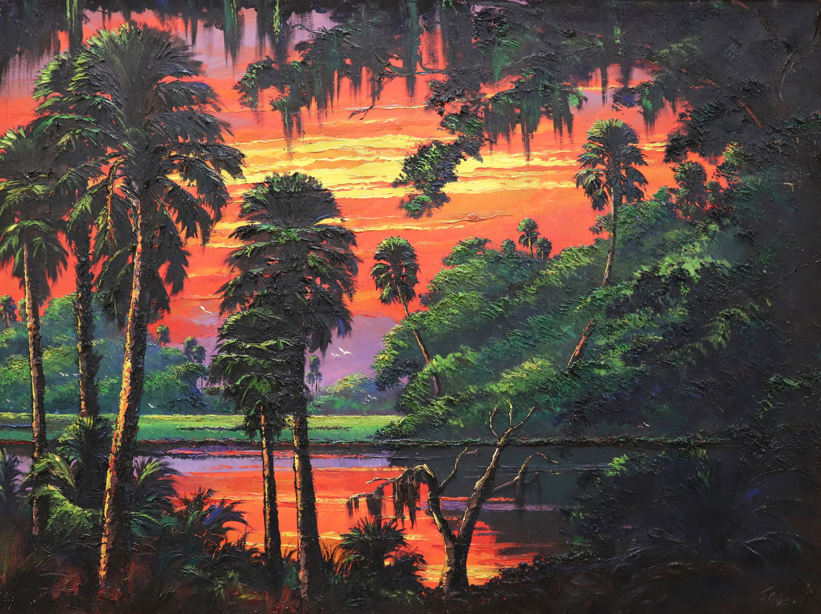 JAMES GIBSON FIRE SKY PALMS HIGHWAYMEN PAINTING (1 of 9)