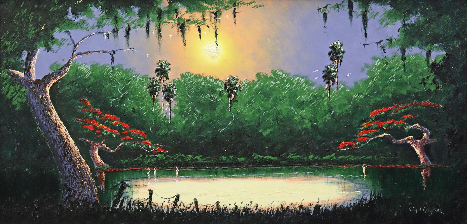 JOHN MAYNOR DOUBLE POINCIANA HIGHWAYMEN PAINTING (1 of 6)
