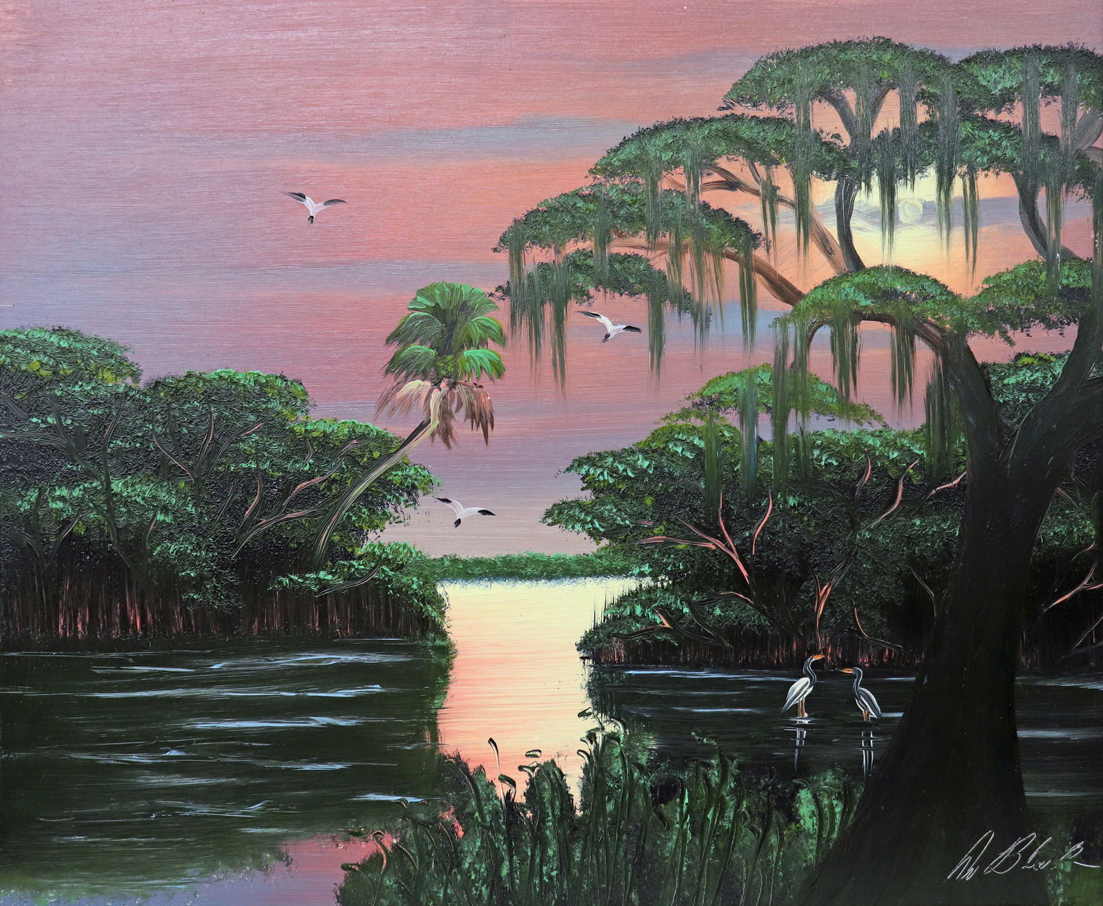 AL BLACK SUNSET INLET HIGHWAYMEN PAINTING (1 of 6)